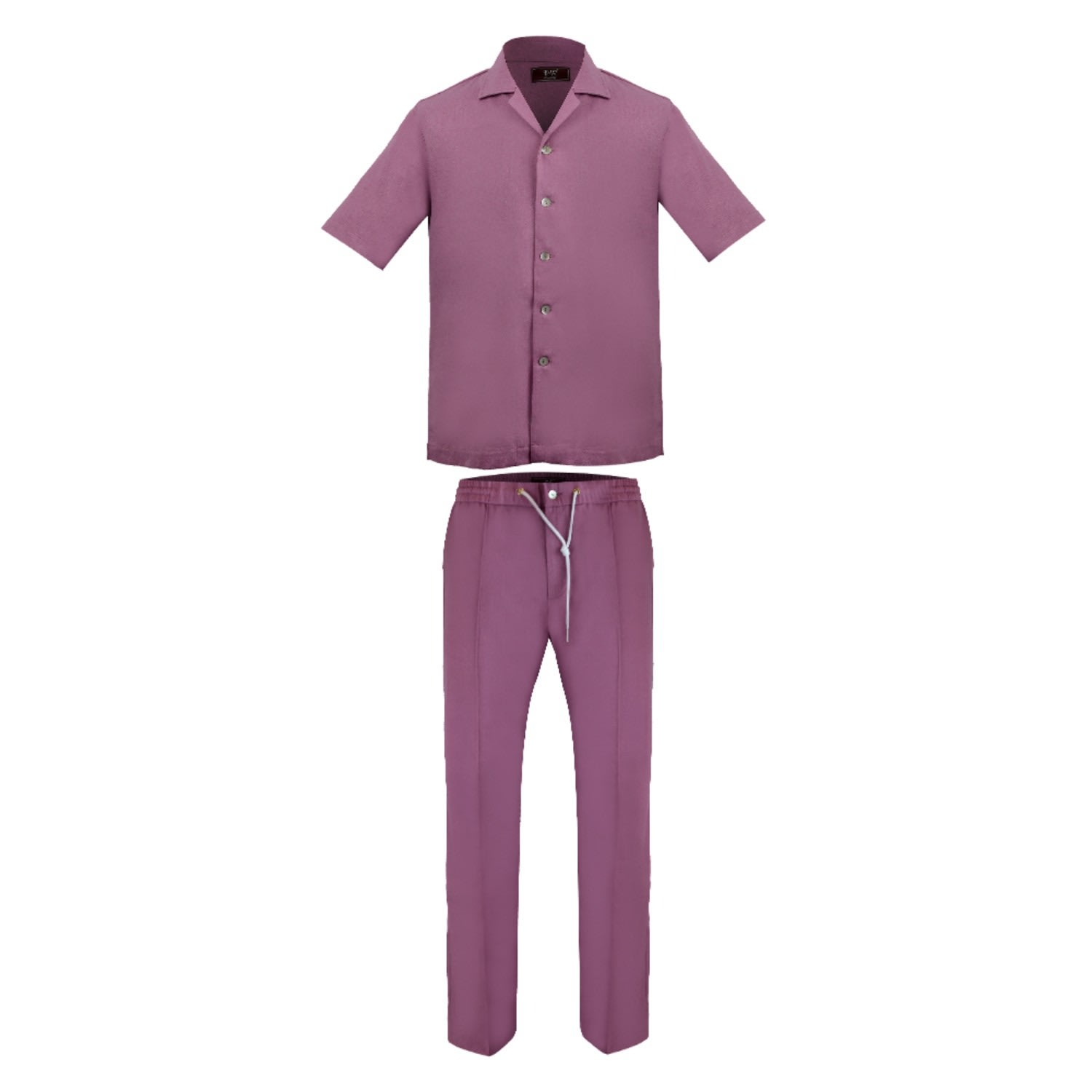 Men’s Pink / Purple Kingston Linen Blend Shirt And Trousers Set - Rouge Pink XXL David Wej