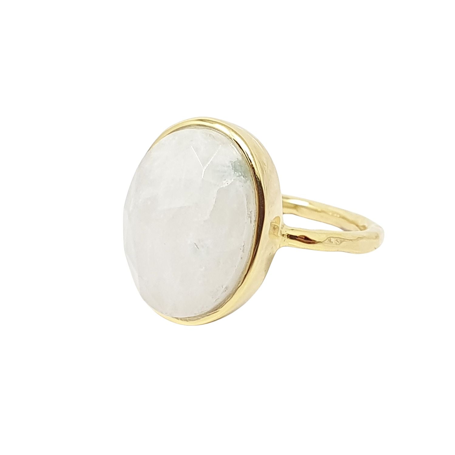 Harfi Women's Gold / White Statement Rainbow Moonstone June Birthstone Gemstone Ring In Multi