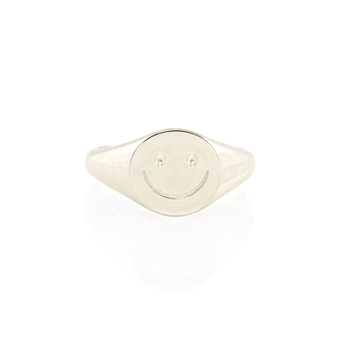 Women’s Happy Smiley Face Signet Ring Sterling Silver Kris Nations