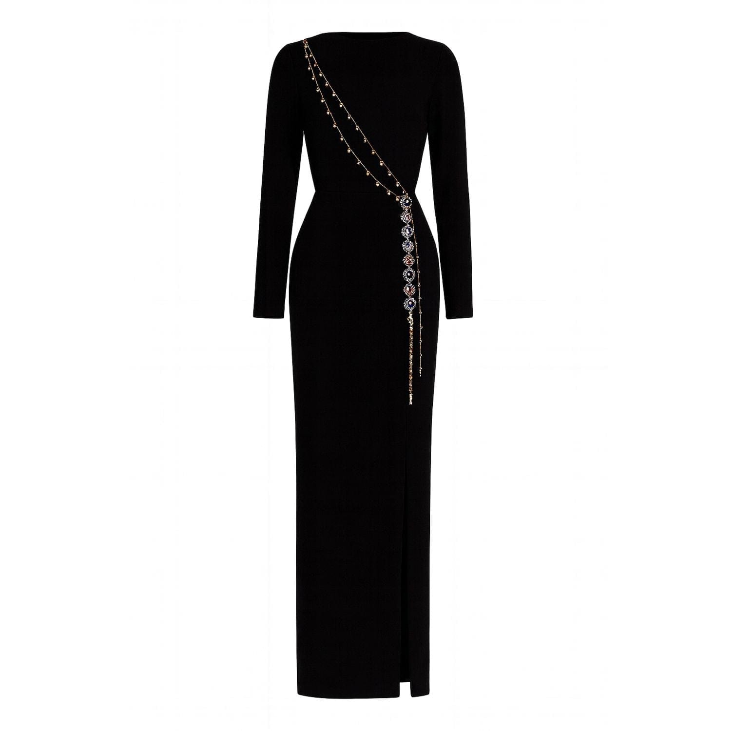 Women's Black Bloomure Chain Gown | Extra Small | Adiba