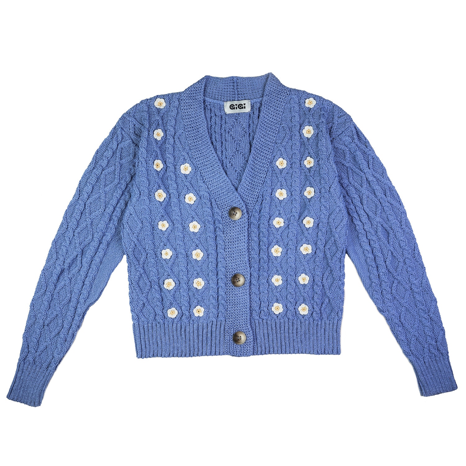 Gigi Knitwear Women's Daisy Cardigan In Light Blue In Blue