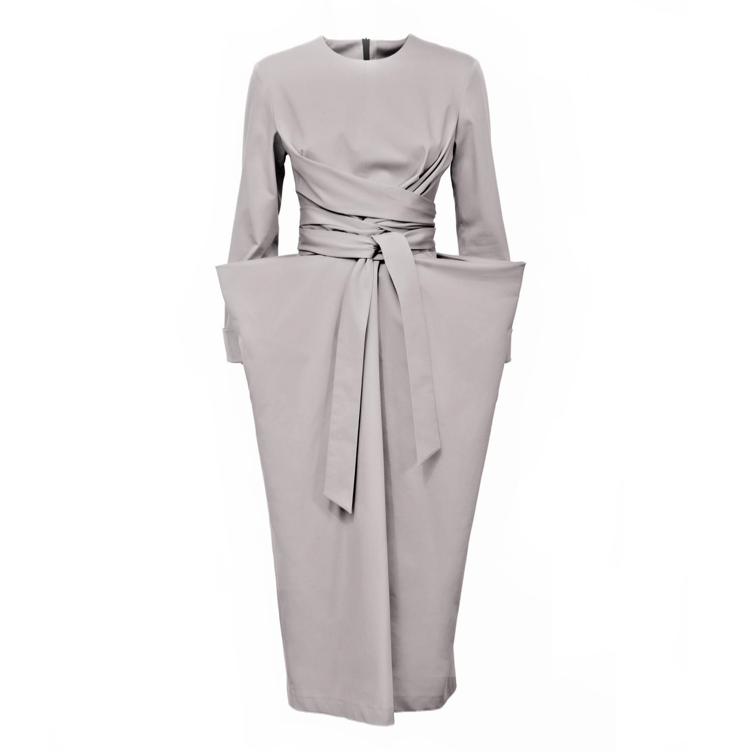 Grey Designer Midi Dress With Belt | Julia Allert | Wolf & Badger