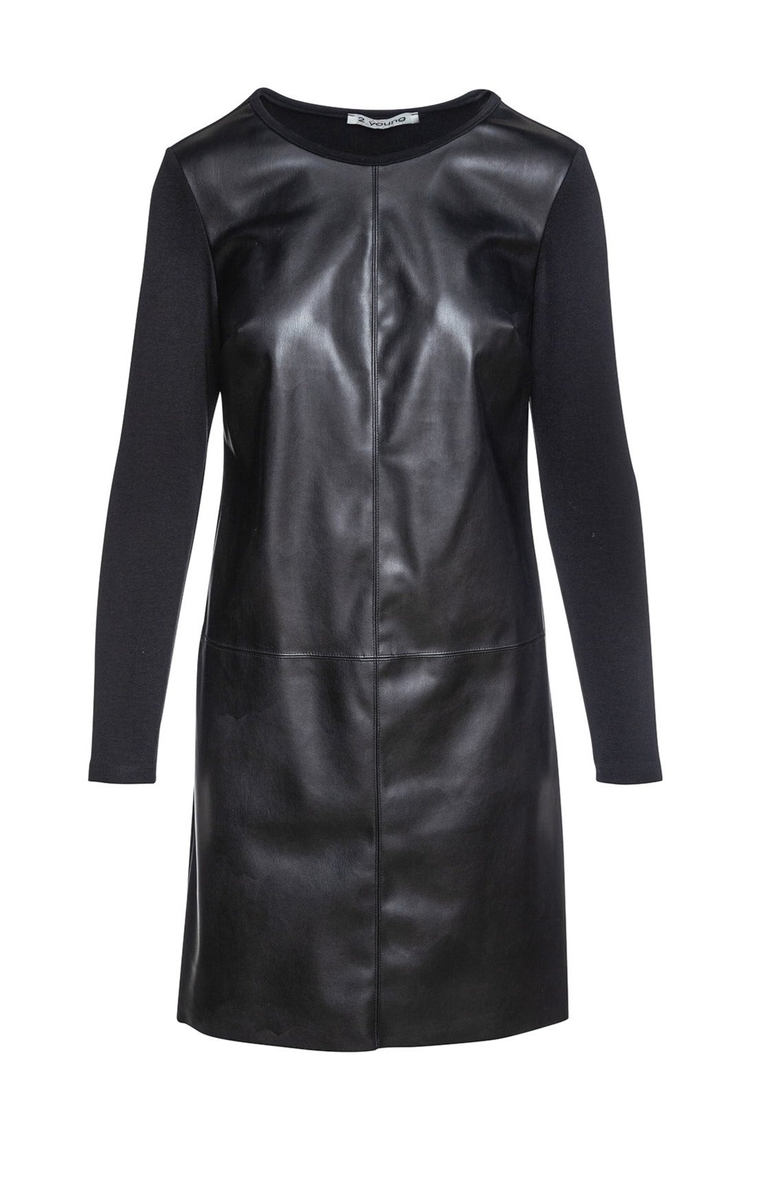 Conquista Women's Black Dress With Faux Leather Front By  Fashion In Black