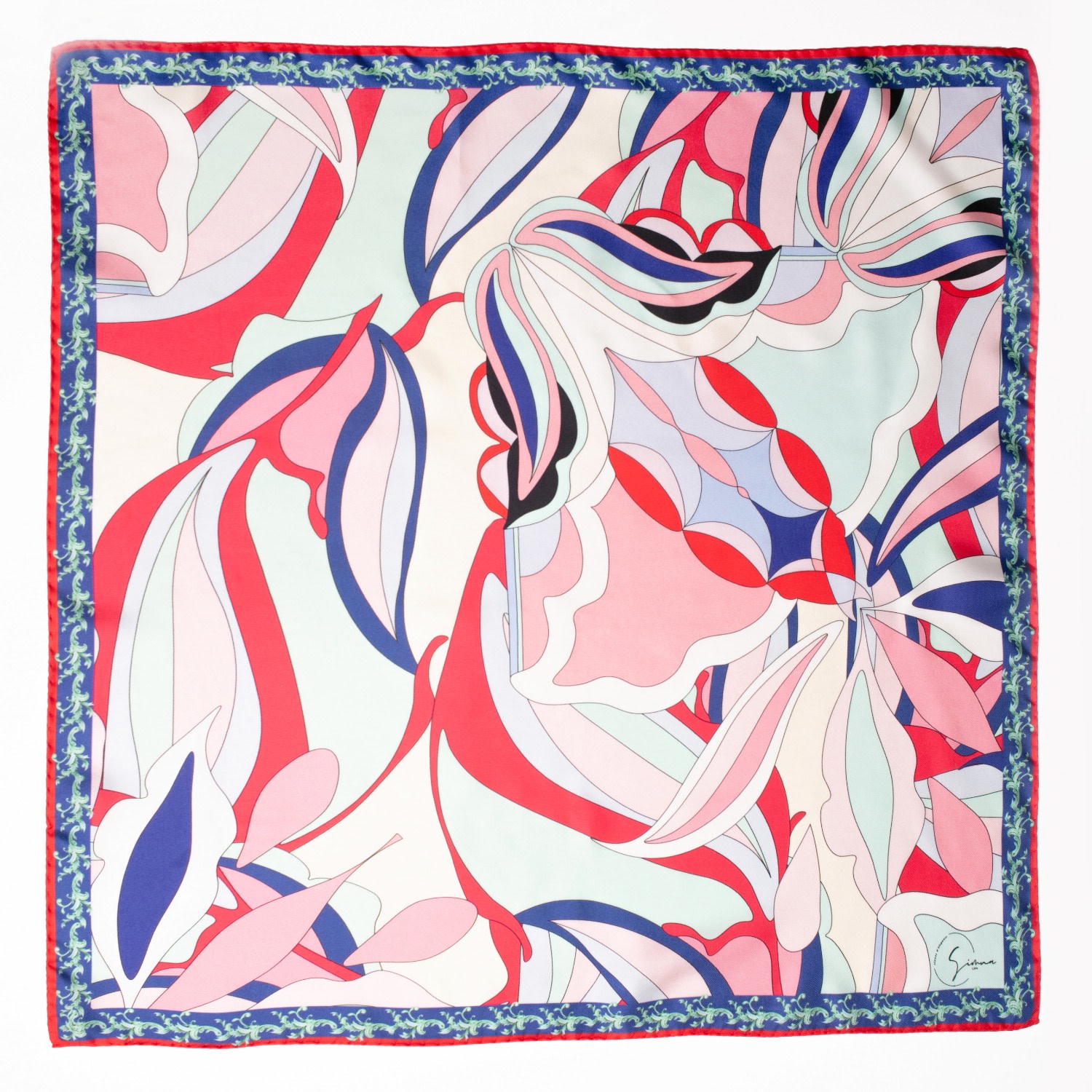 Women’s Pink / Purple Bold Botanicals Satin Silk Scarf In Magenta - Medium Simna Ldn