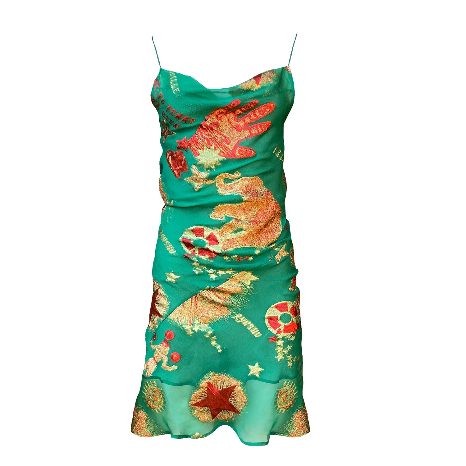 Geegee Collection Women's Circus Silk Slip Dress Green