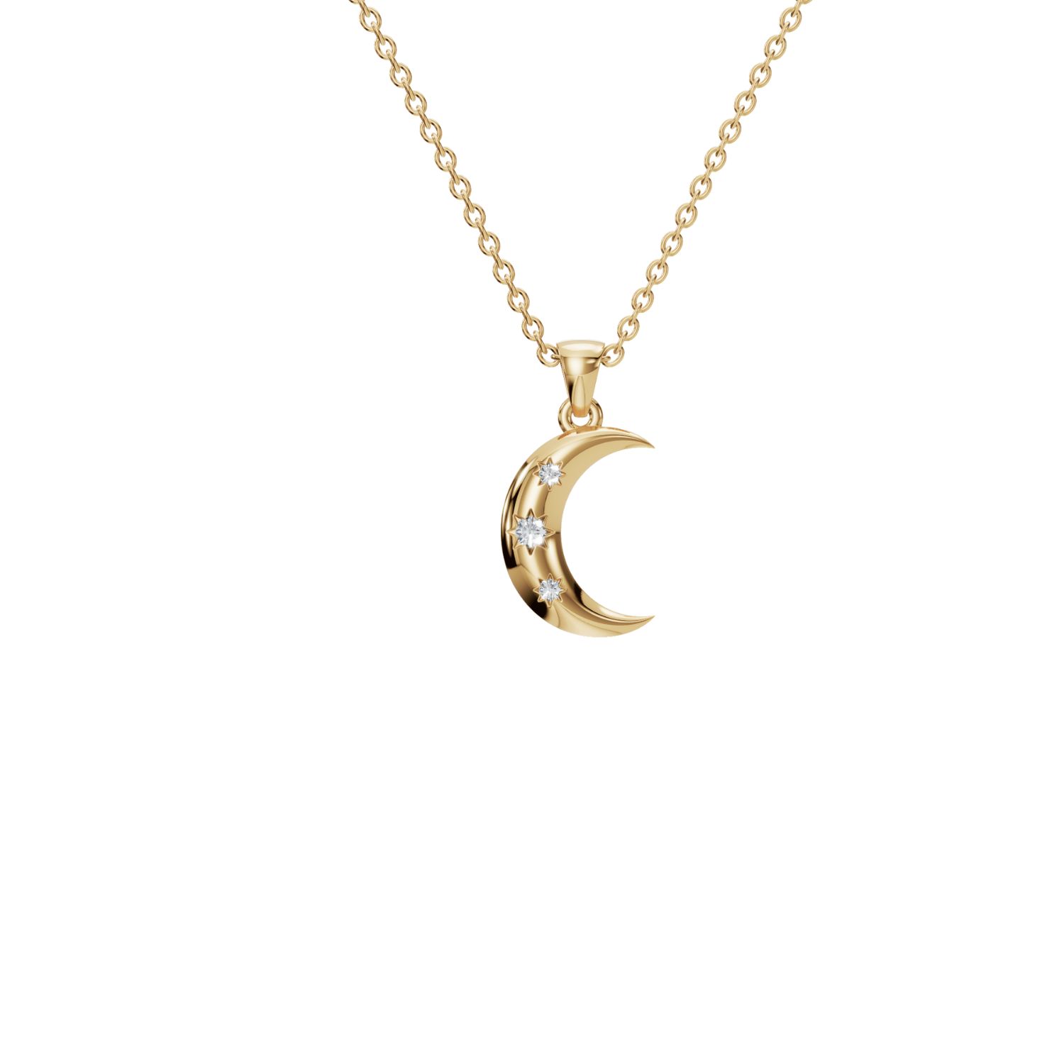Aya Fine Jewelry Women's White / Yellow / Rose Gold Fourteen Kt Moon Charm Necklace