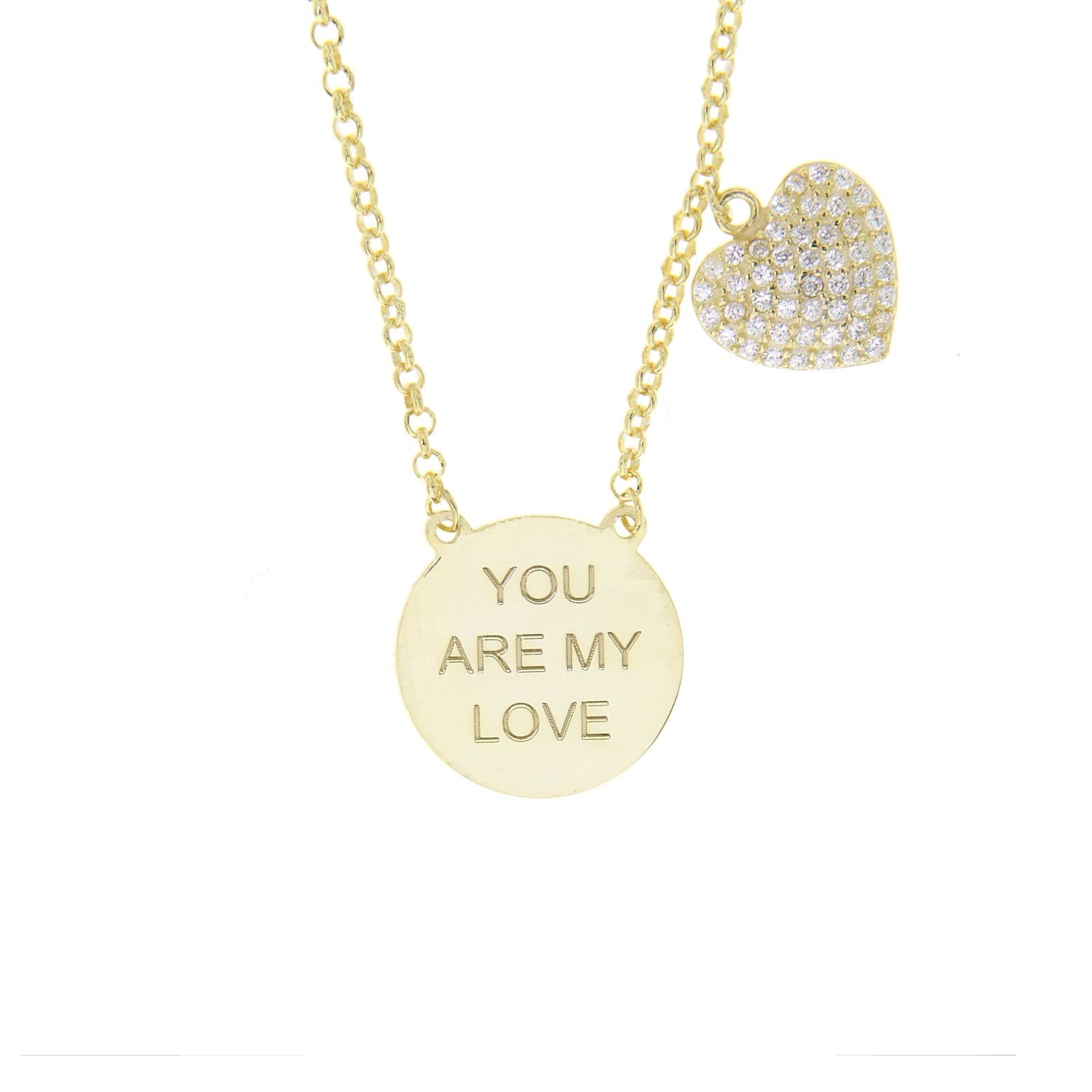 Women’s Gold Sterling Silver My Love Heart Necklace In Yellow Cosanuova