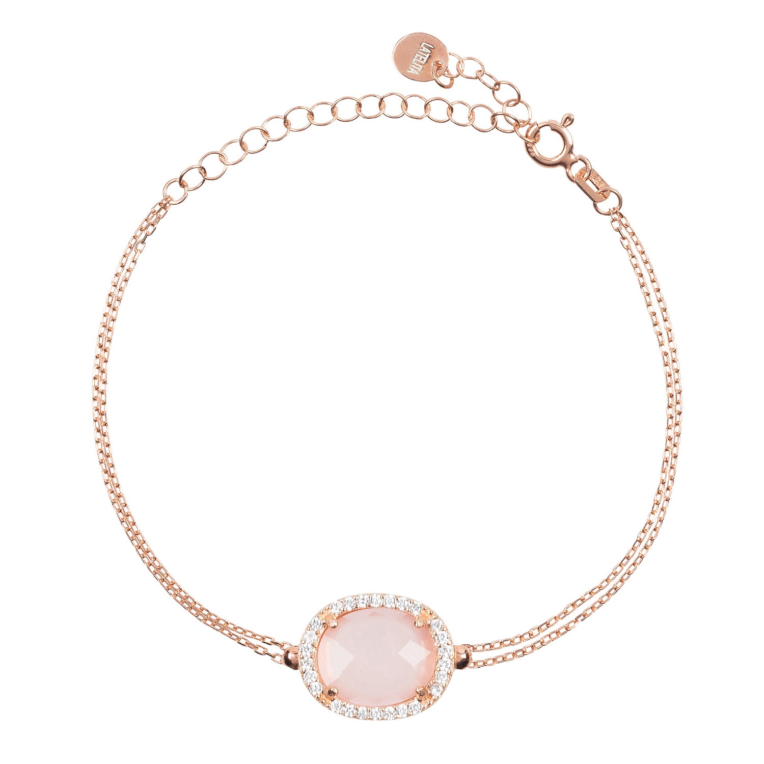 Women’s Rose Gold / Neutrals Beatrice Oval Gemstone Bracelet Rose Gold Rose Quartz Latelita