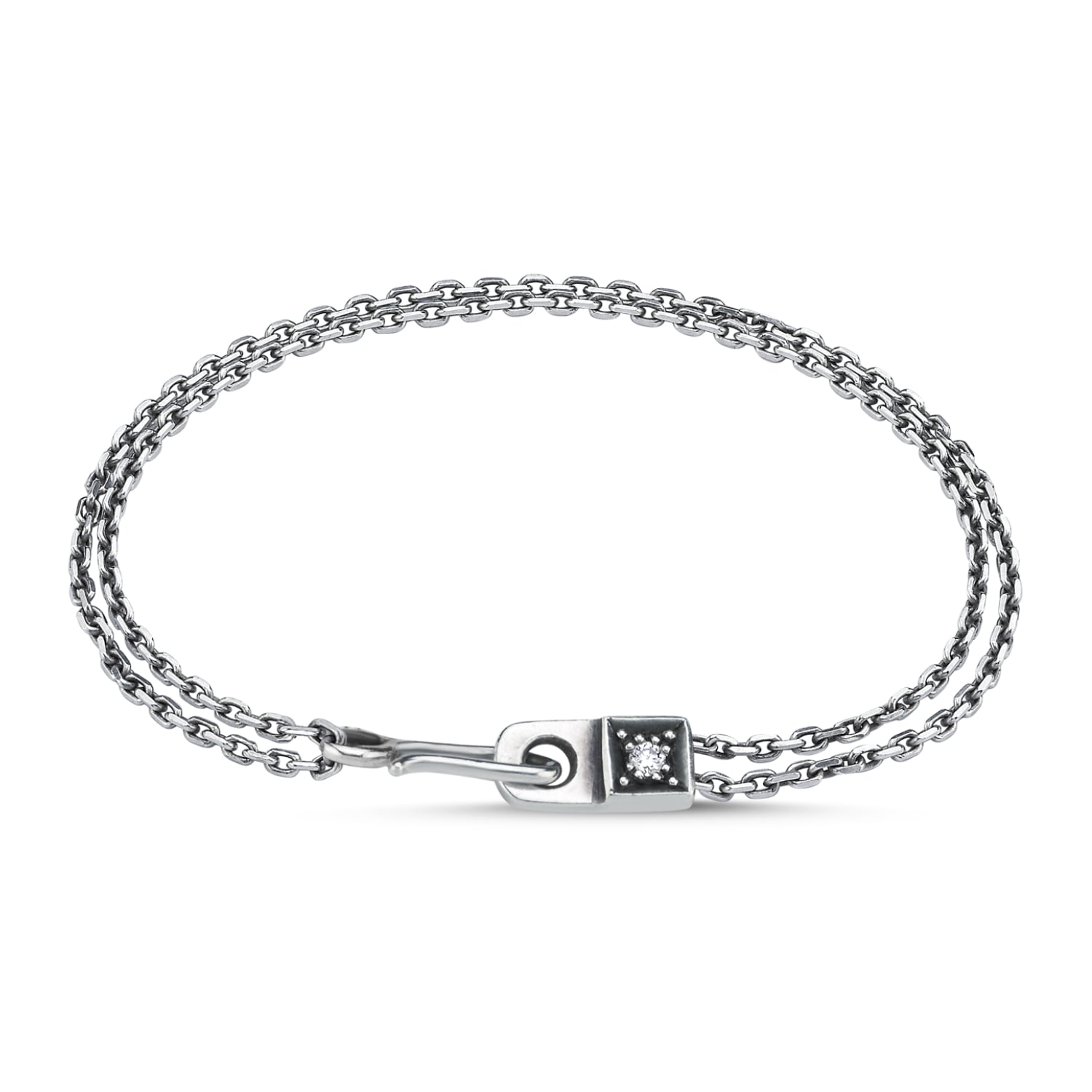Aleyna Cebeci Jewelry Men's Arm In Arm, Handmade Silver Diamond Bracelet