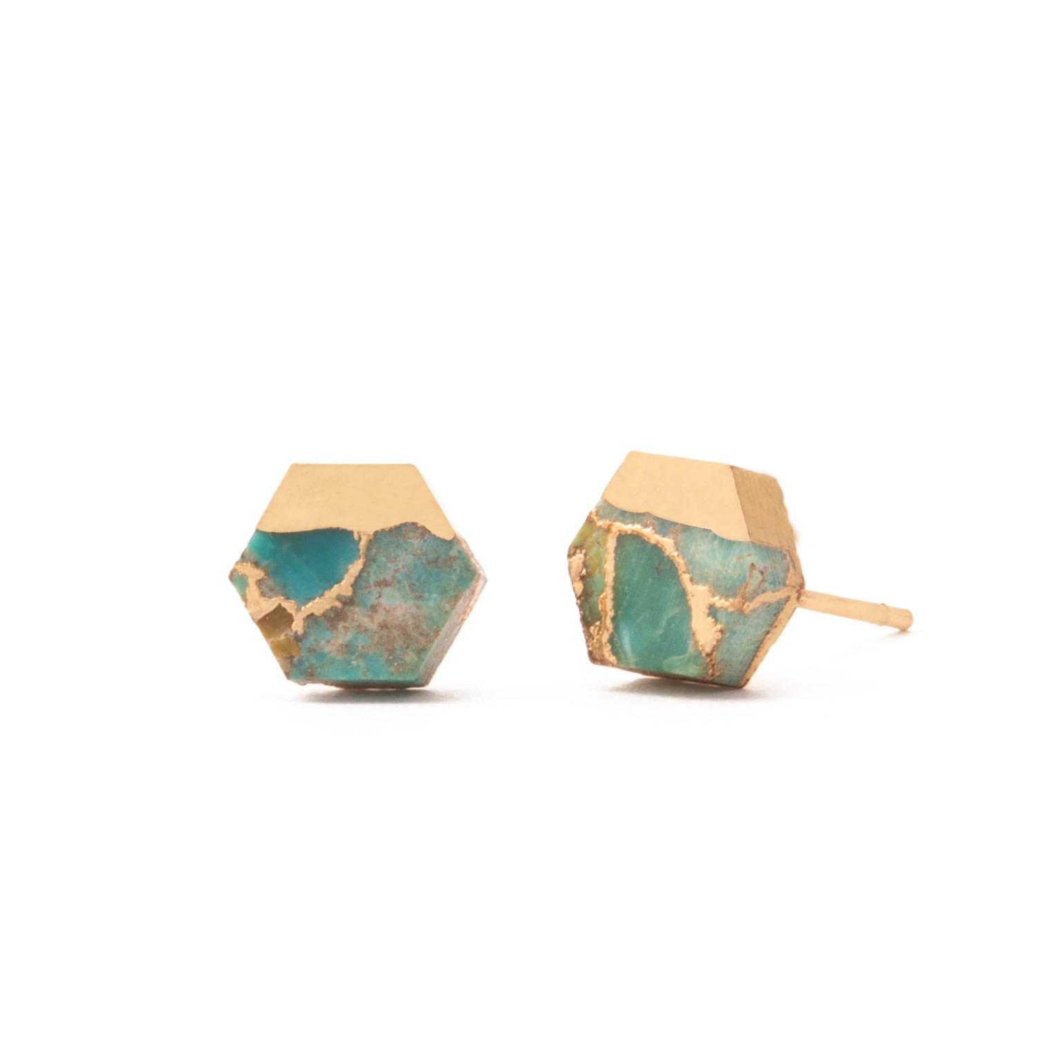 Starfish Project Women's Gold / Blue Oasis Turquoise & Gold Studs In Gold