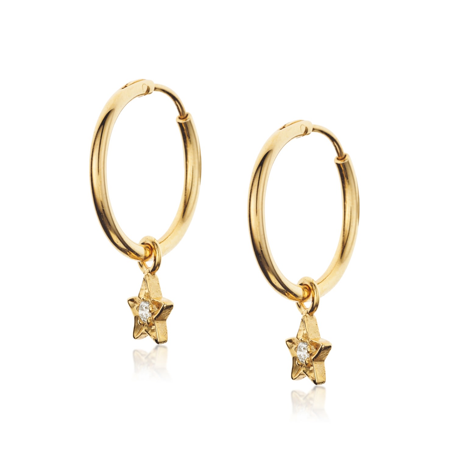 Preeti Sandhu Women's Gold Delicate Hoops With Star Charm - White Quartz In Gold