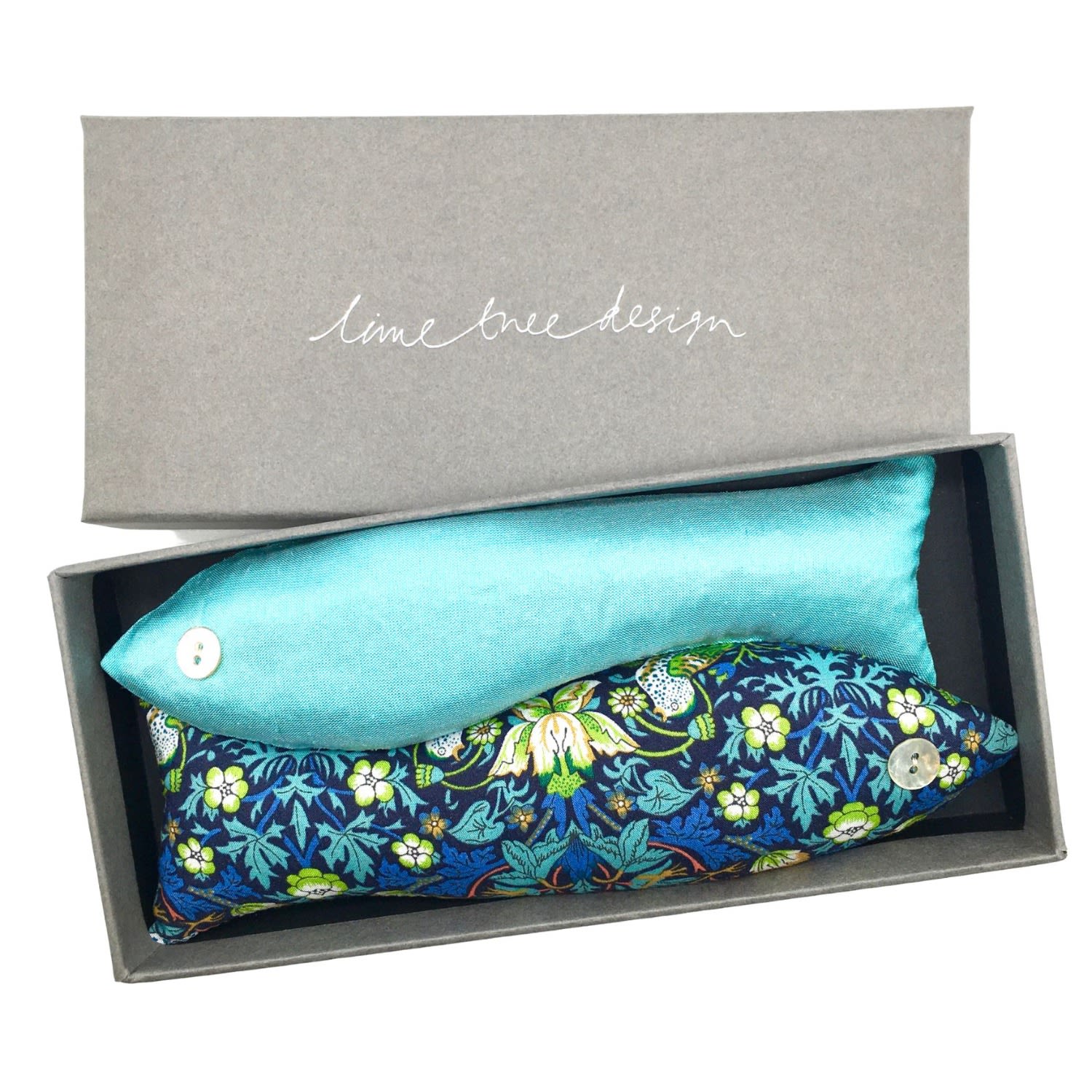 Lime Tree Design Blue Strawberry Thief Turquoise Box Of Two Lavender Fish - Made With Liberty
