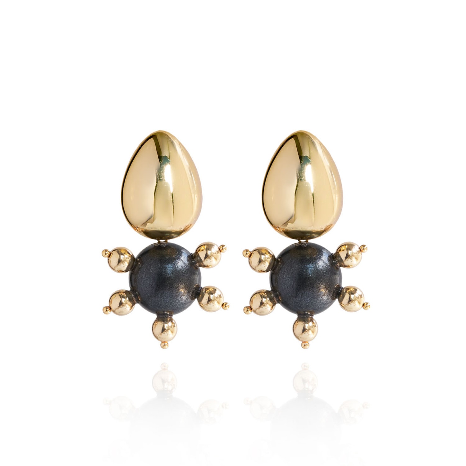 Saule Label Women's Black / Gold Tulia Earrings In Black Coral
