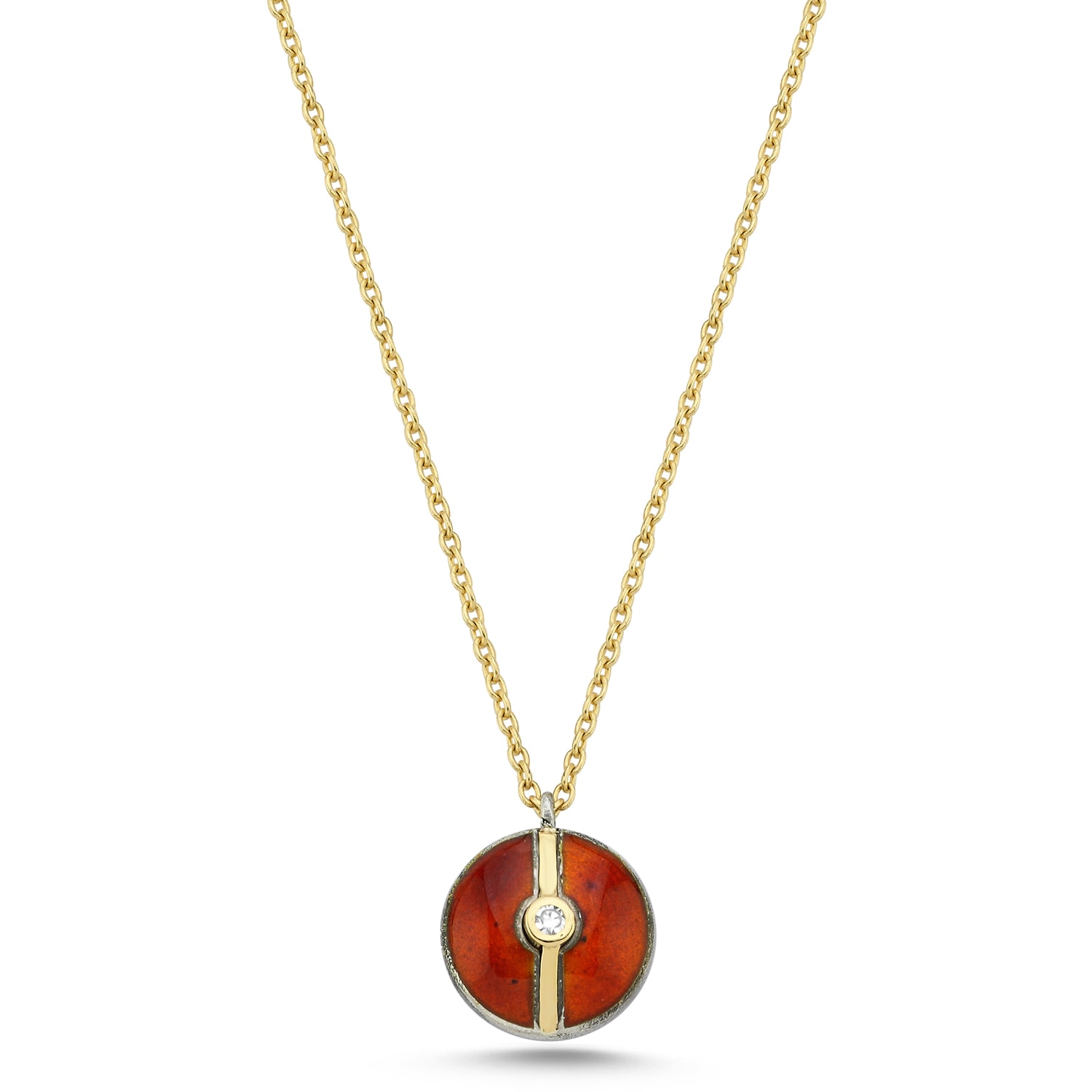 Ecce | Artisan Diamonds Women's Enamelled Mini Diamond Buttons 14k Solid Gold Necklace - Camel In Multi