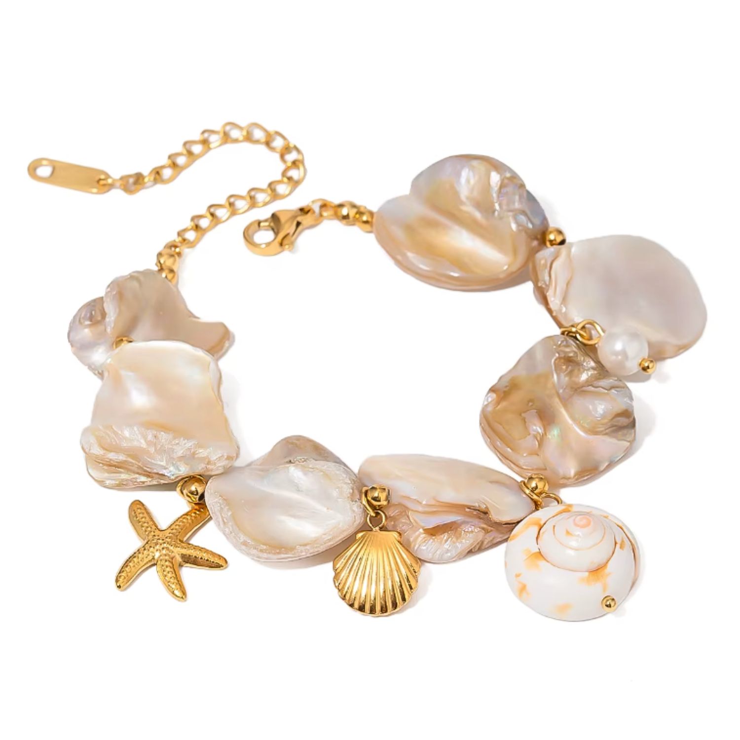 Olivia Le Women's Gold Shelly Seashell Charm Bracelet