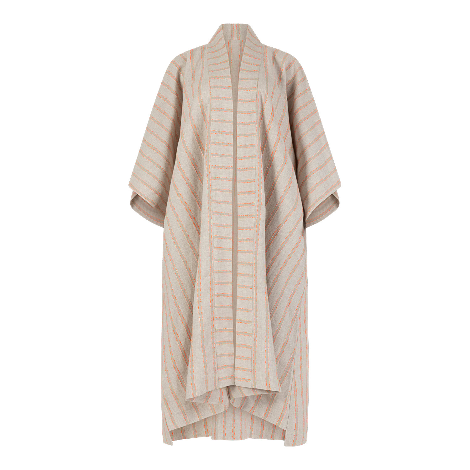 Women's Orange Striped Linen-Cotton Kimono | One Size | Clothes by Locker Room