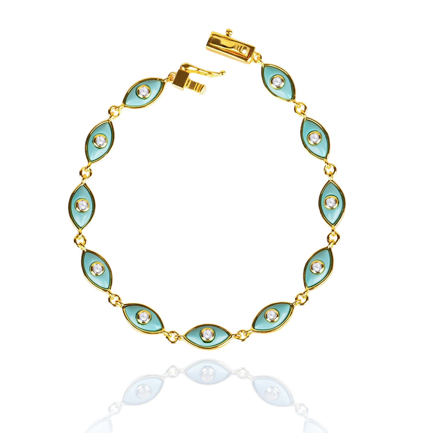 Ep Designs Women's Gold Evil Eye Turquoise Bracelet In Gold
