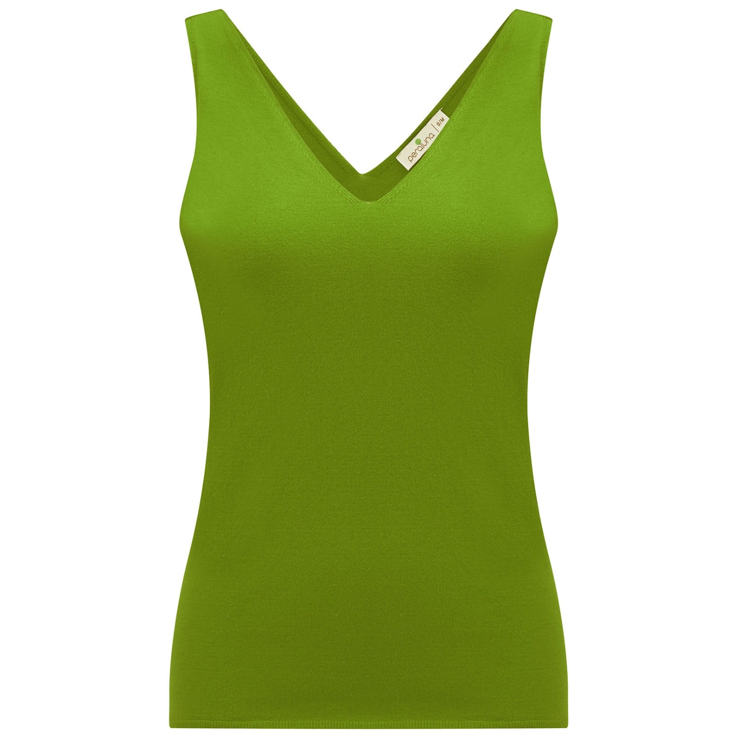 Peraluna Women's Green Ruby Top V-neck Fine Knit Tank Top In Olive In Green