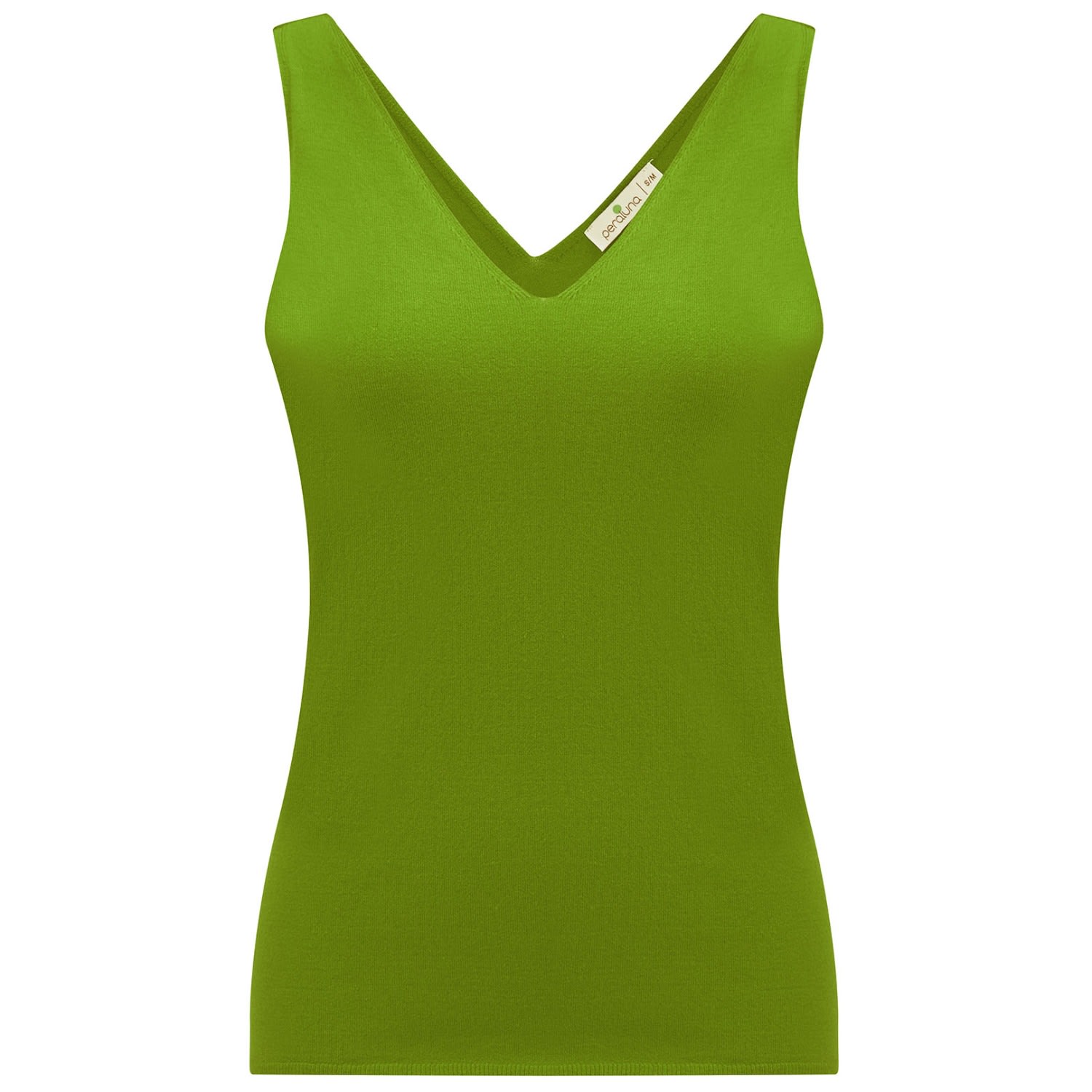 Women’s Green Ruby Top V-Neck Fine Knit Tank Top In Olive L/Xl Peraluna