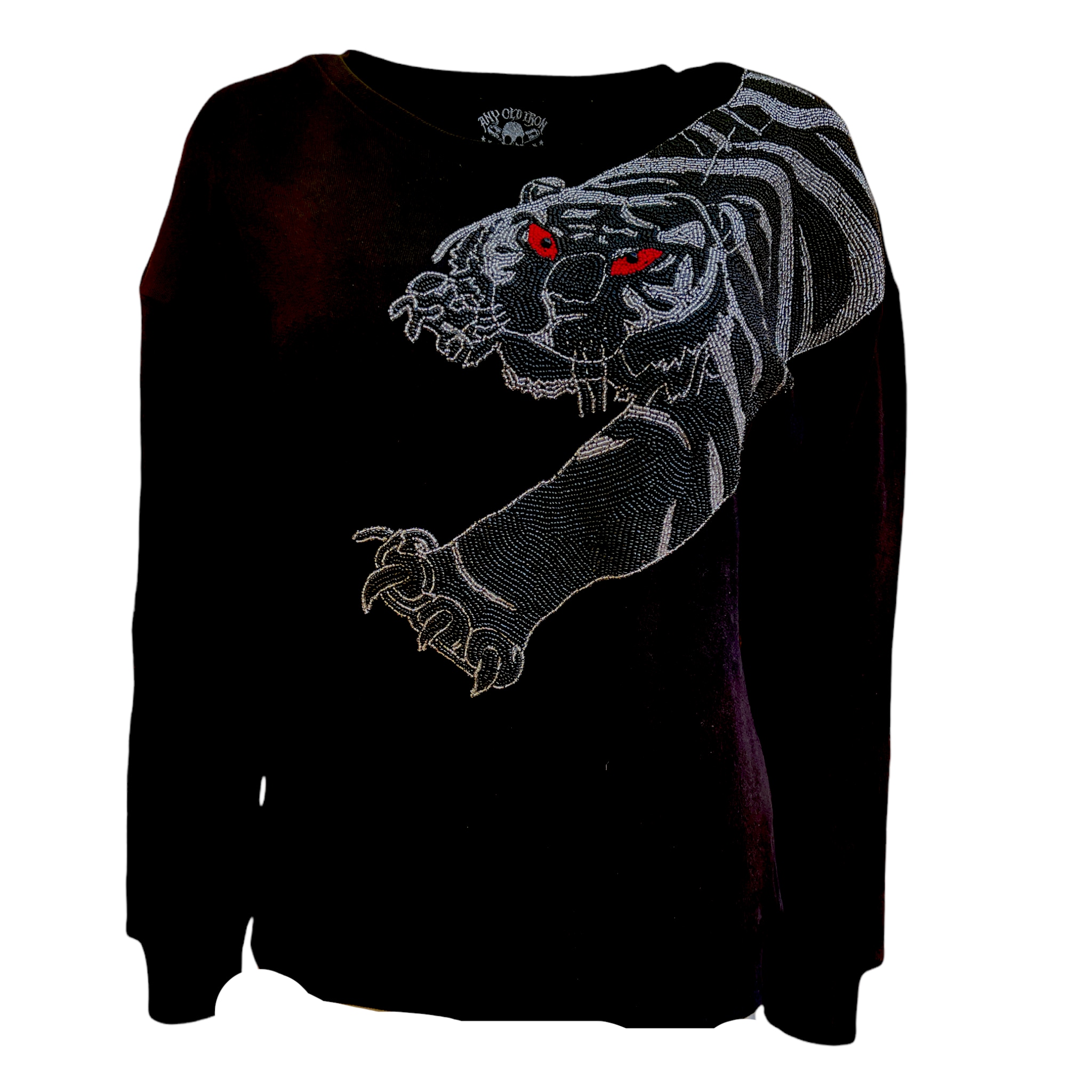 Any Old Iron Black / Red / Silver Mens's Silver & Black Tiger Sweatshirt In Black/red/silver