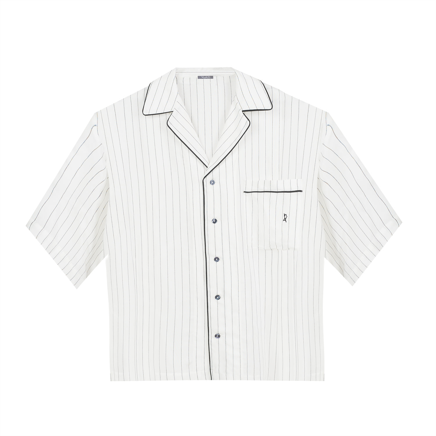 Inavati Women's Black / White Pyjama Shirt With Black Stripes And Short Sleeves - Unisex