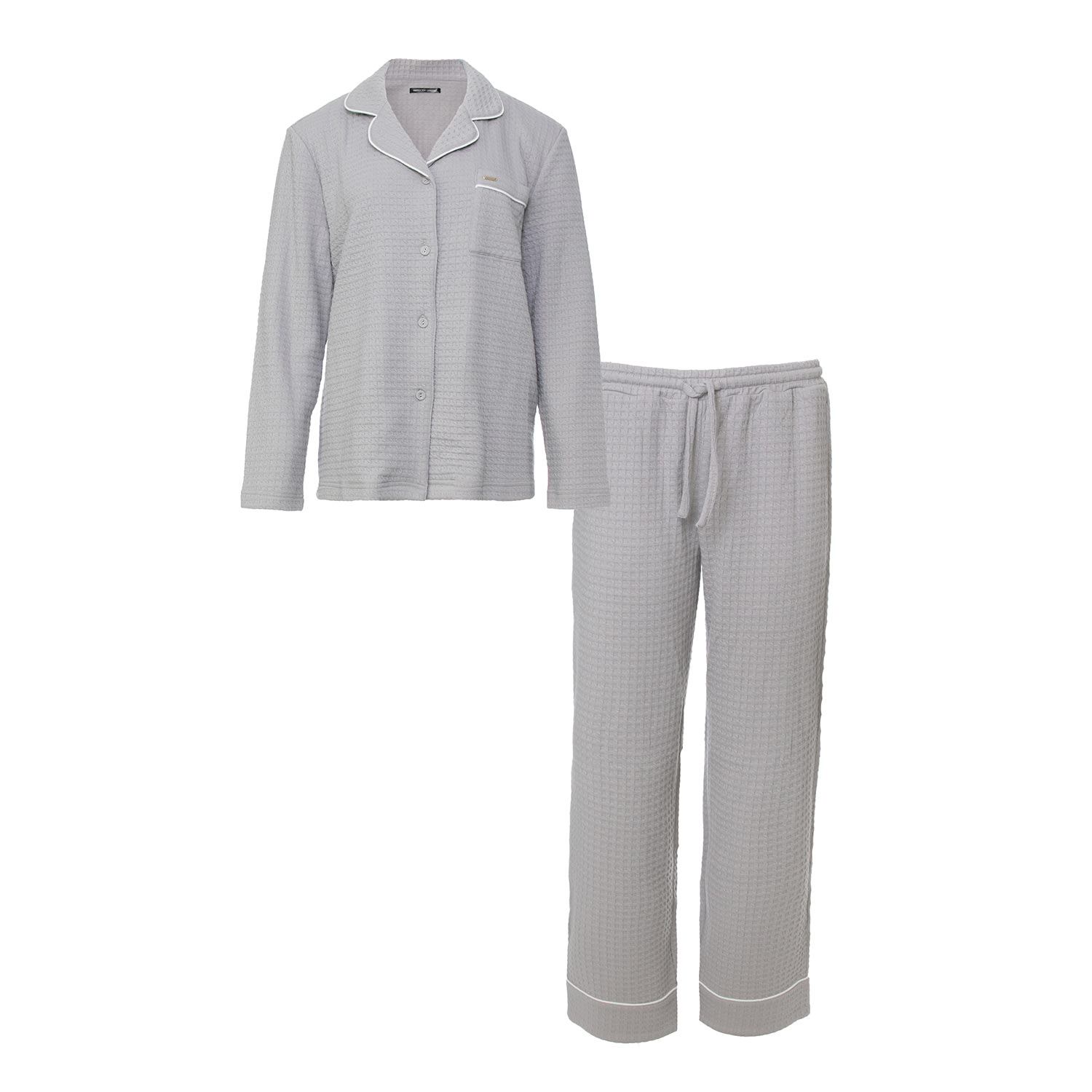 Women’s Luxury Suite Waffle Pyjama Set In Grey Small Pretty You