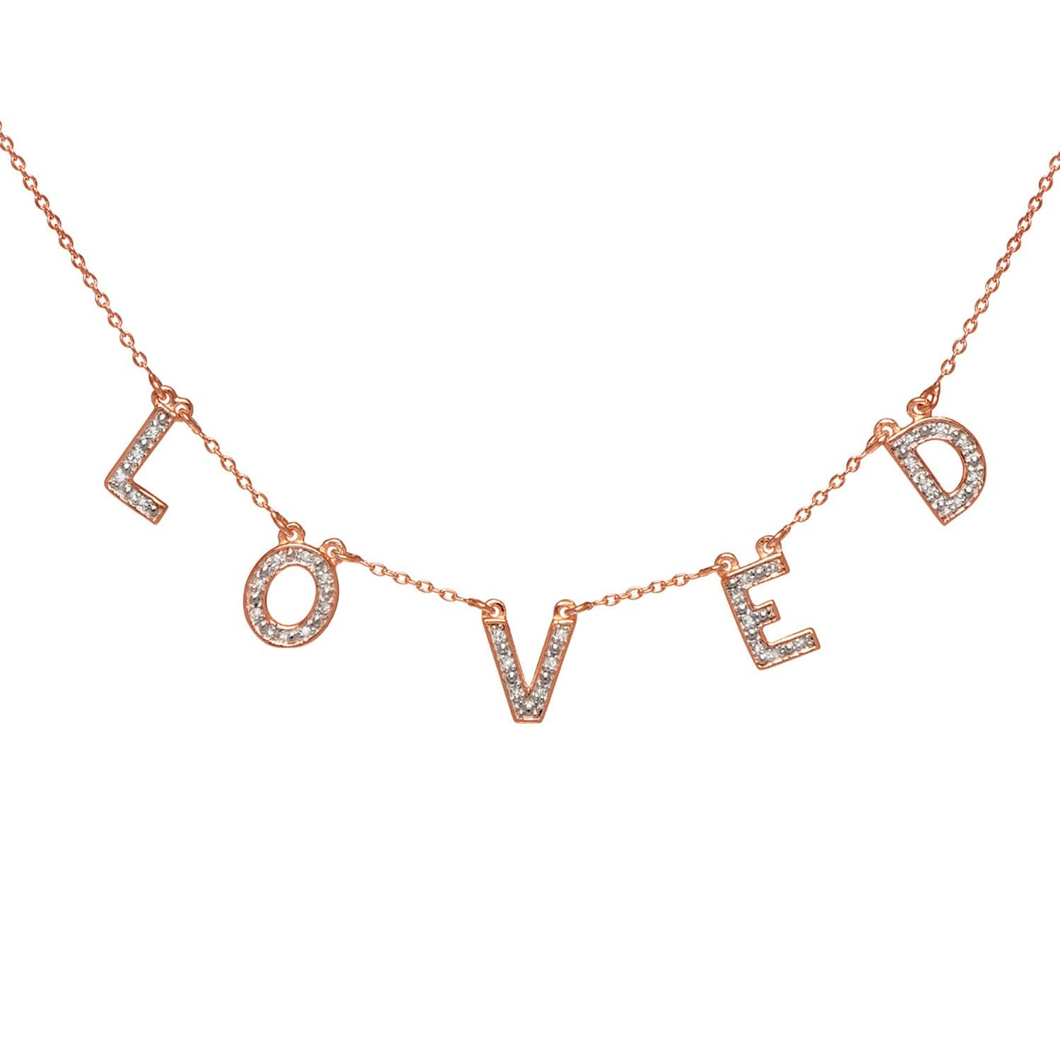 Loved Charm Diamond Necklace Rose Gold Lola Rose London Wolf Badger