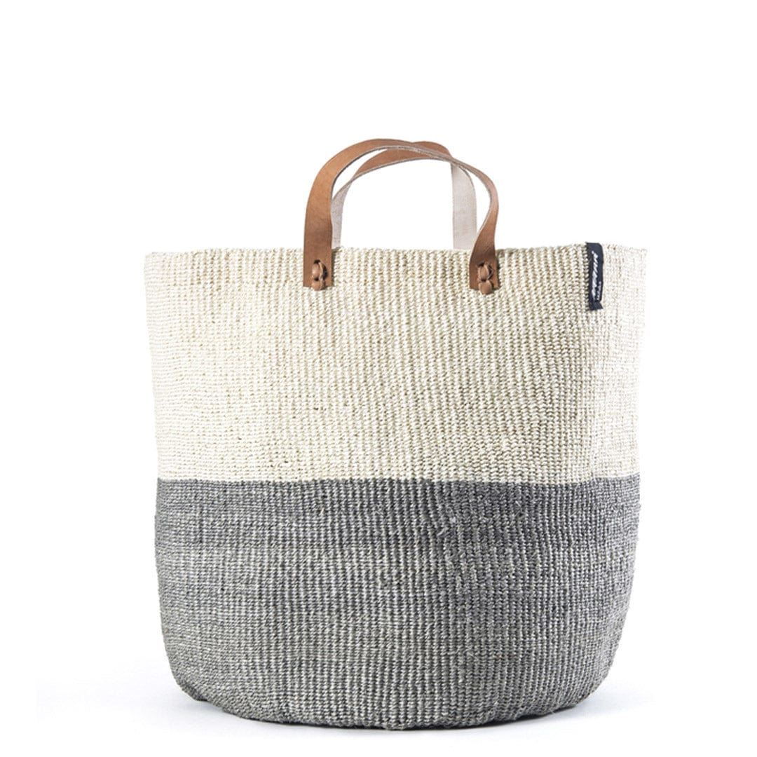 Mifuko Neutrals / Grey / Brown Kiondo Market Basket - Natural & Light Grey Duo L In Multi