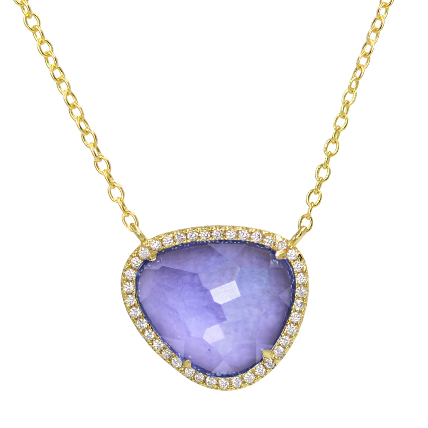 Kamaria Women's Purple / Gold Marina Lab Created Gemstone Necklace With Crystals - Tanzanite & Gold In Multi