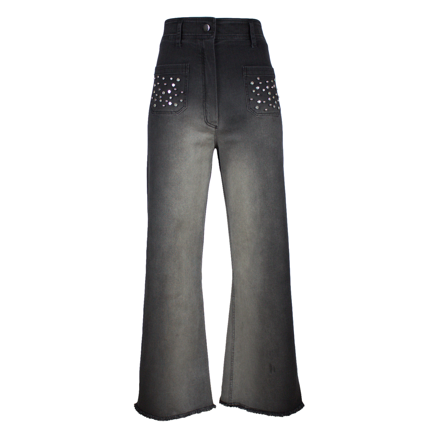 Gradient Effect Studded Black Denim Pants | Lalipop Design