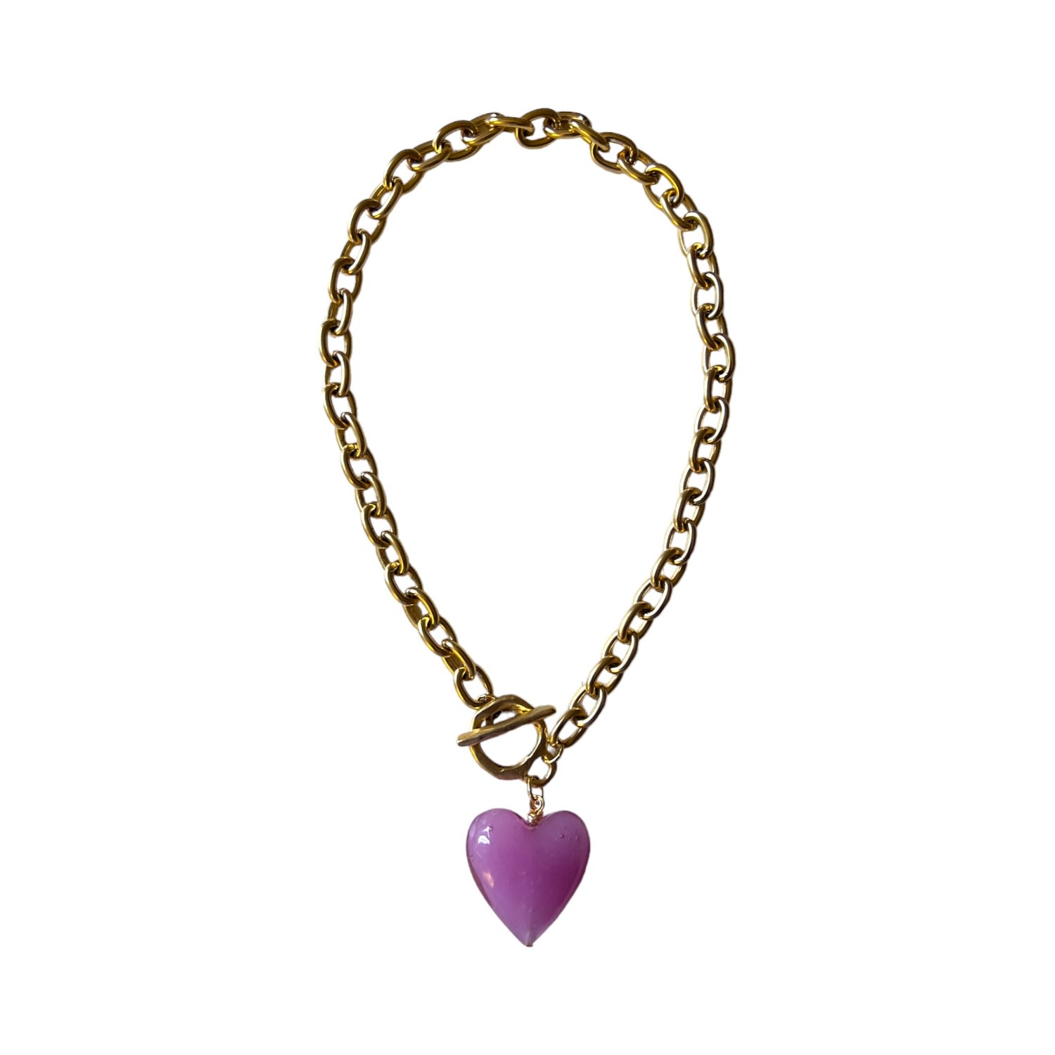 Women’s Gold / Pink / Purple Amore Heart Necklace - Muted Mauve Sccollection