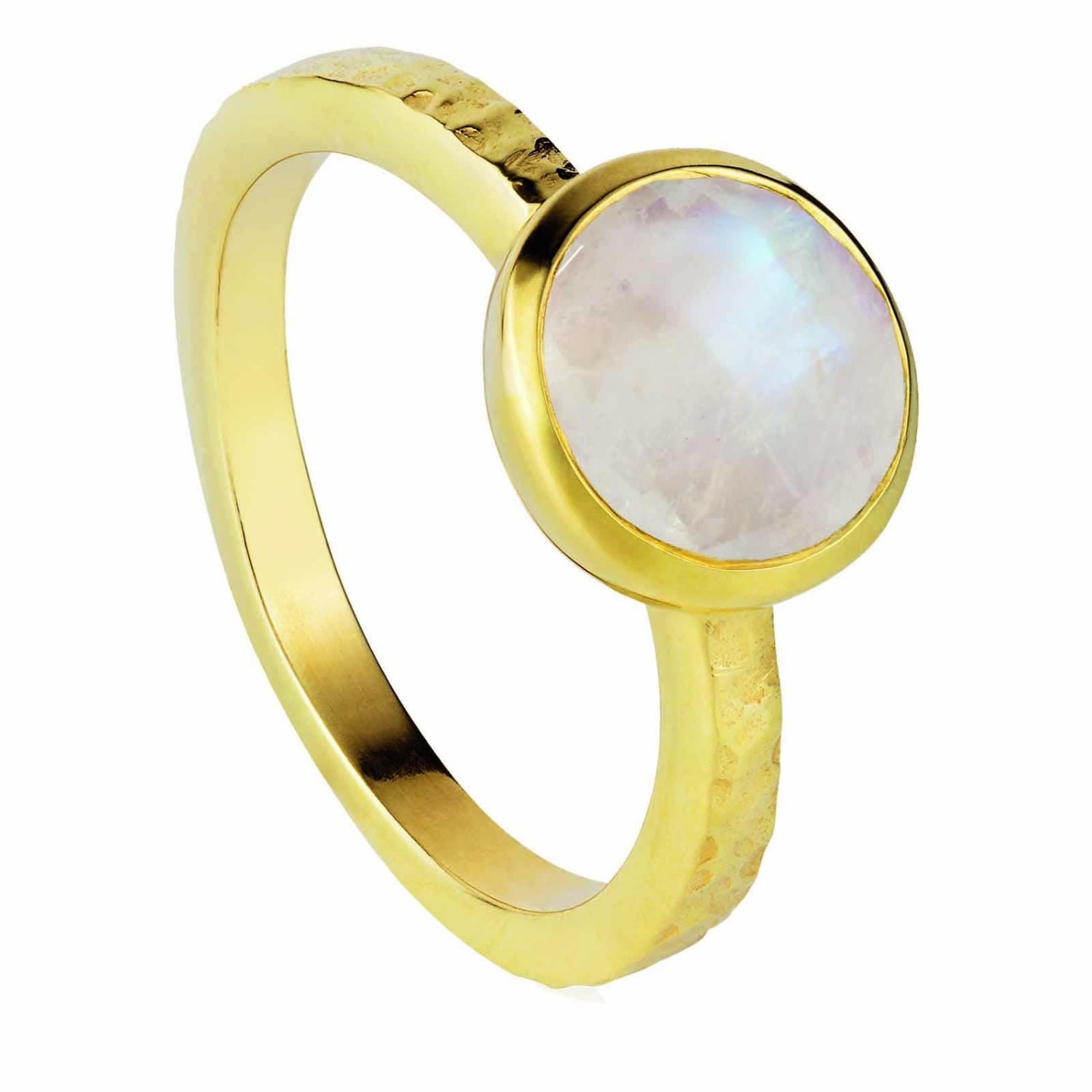 Women’s Estella Gold Stacking Ring With Rainbow Moonstone Neola Design