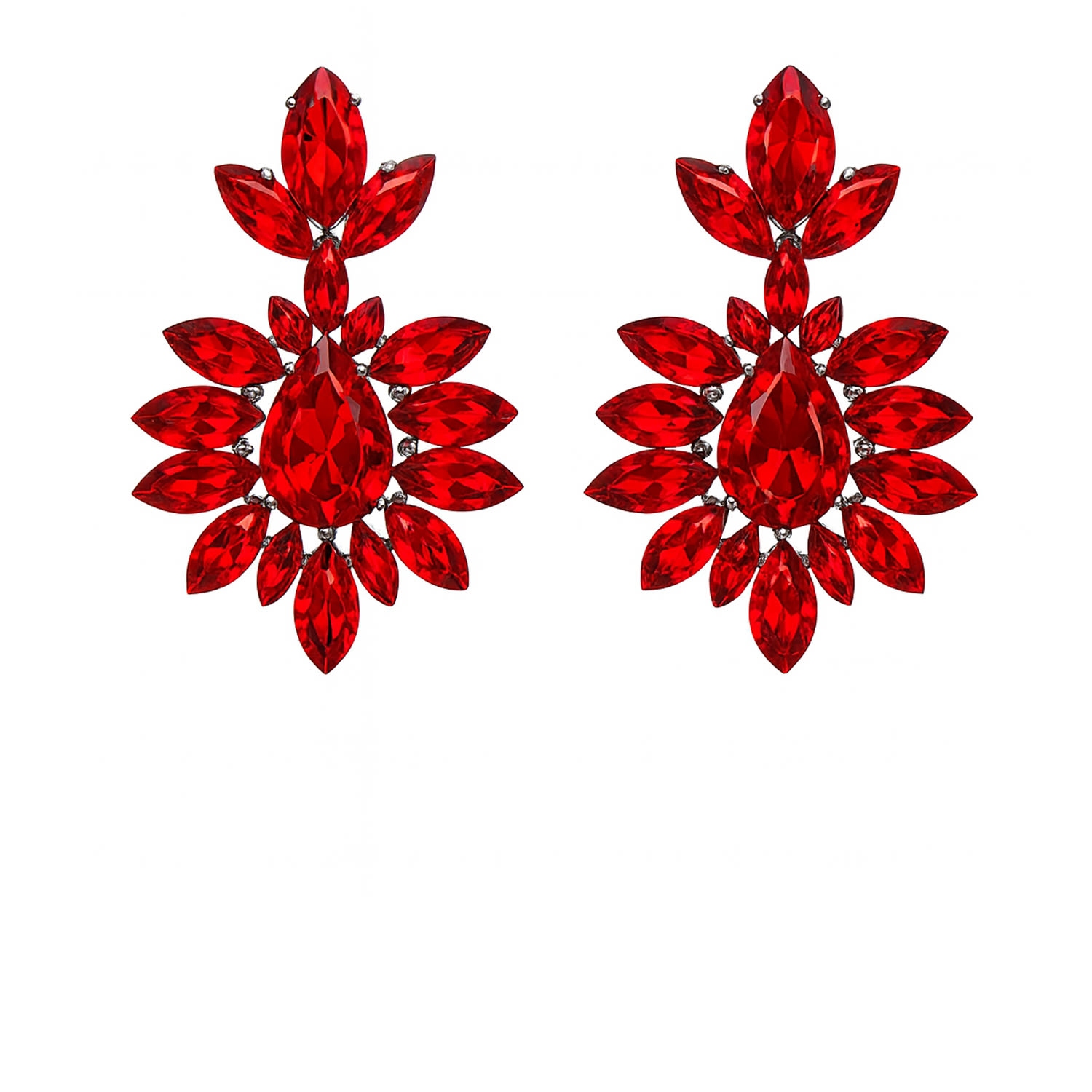 The Gala Women's Red Ruby Sunburst Cluster Earrings