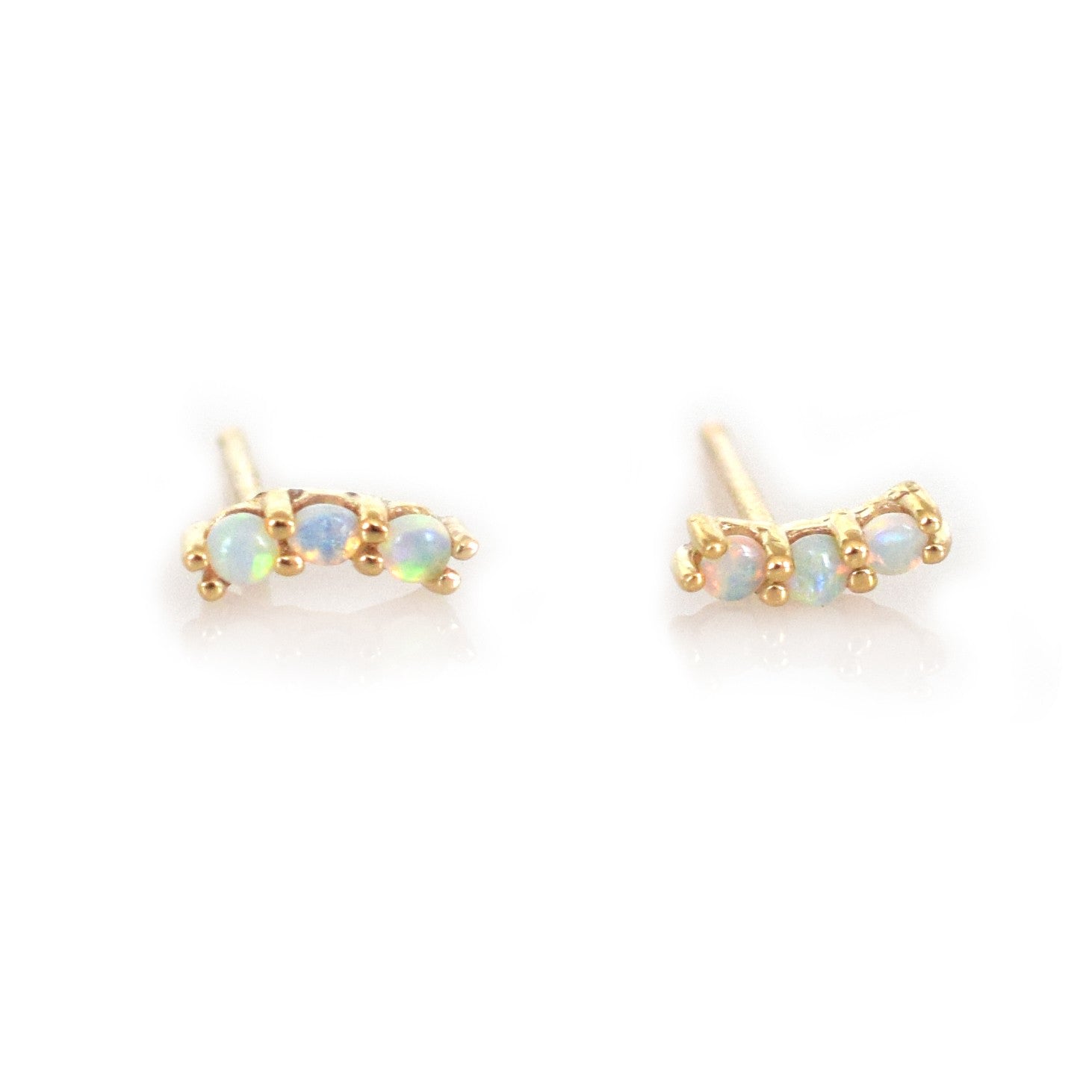 Women’s 14Kt Gold Mini Opal Rainbow Curve Studs La Kaiser