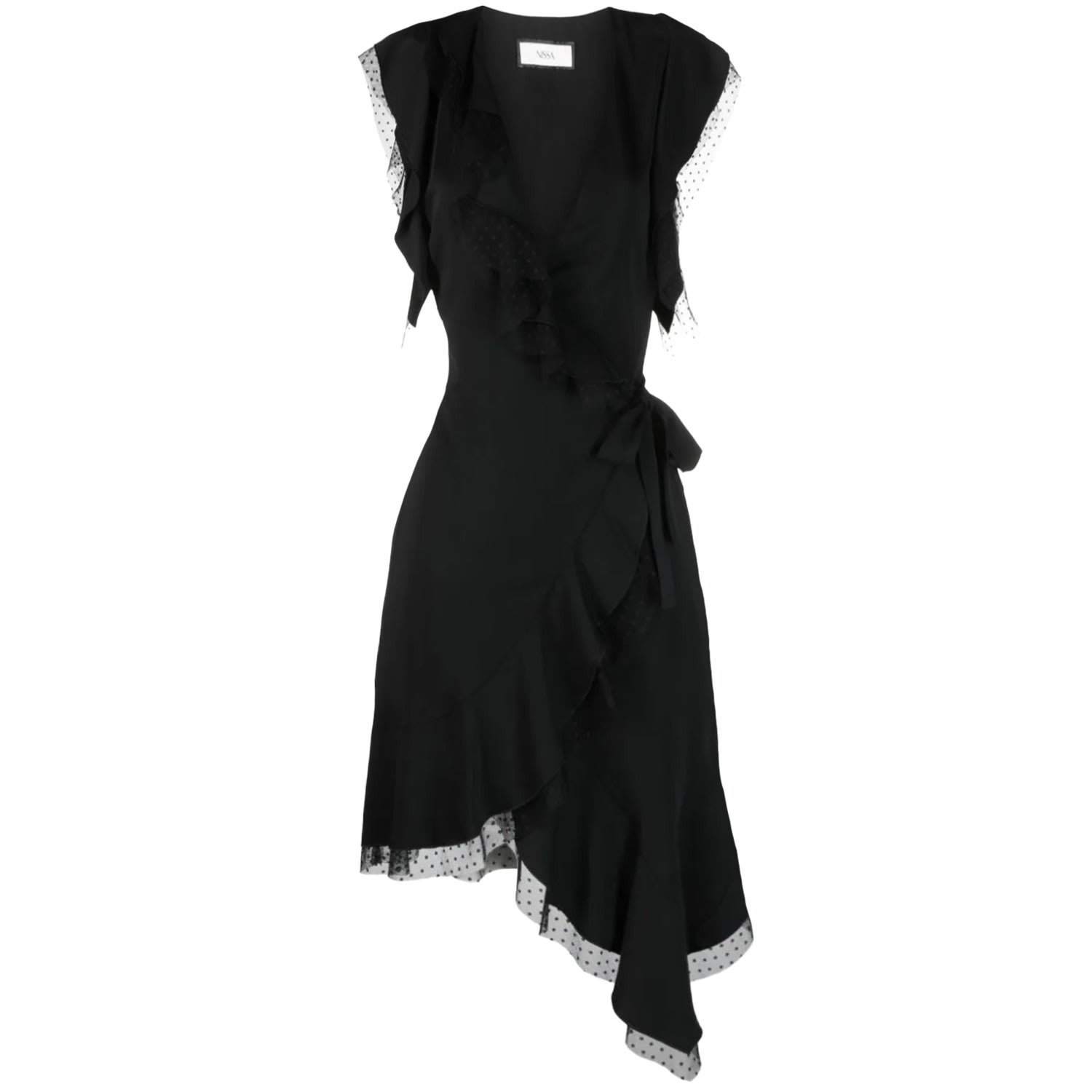 Women’s Black Dress Ruffled Midi Xxs Nissa