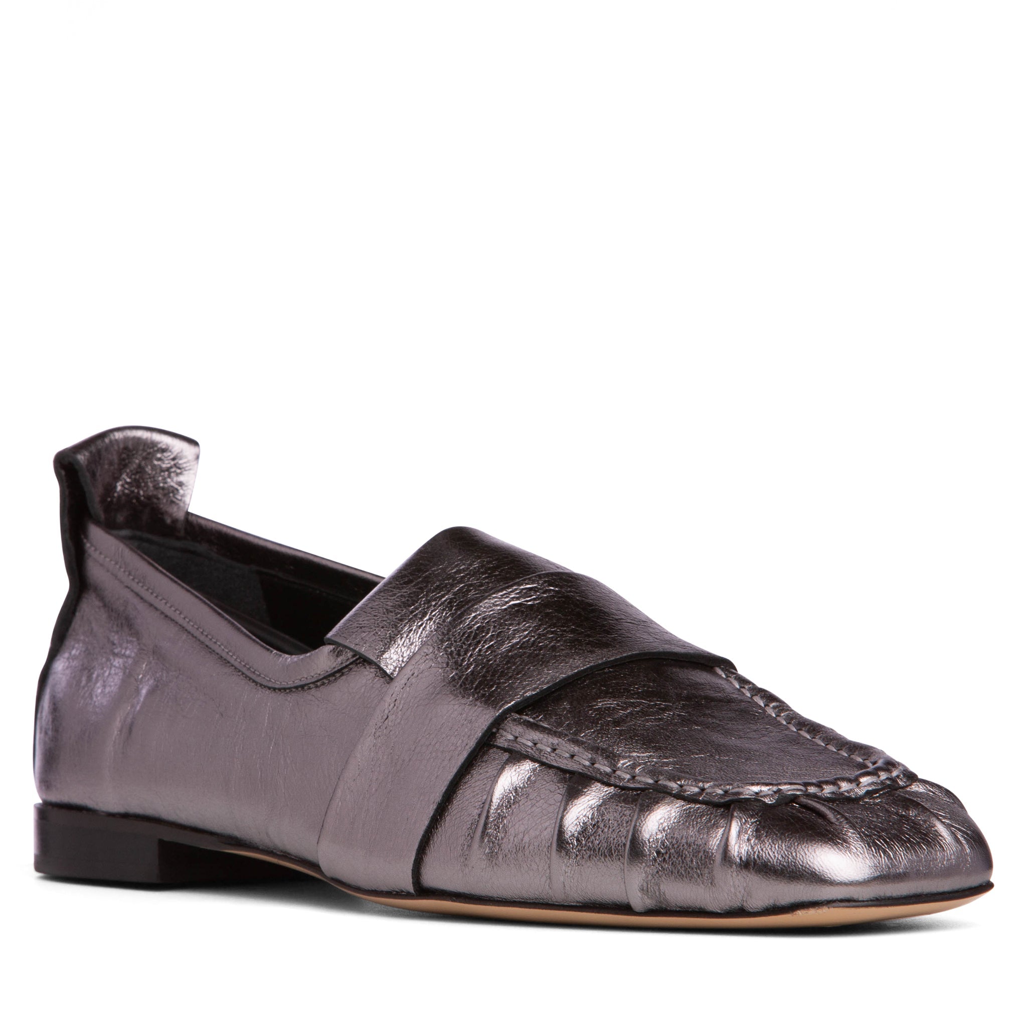 Women’s Marcella Silver Leather Comfortable Work Evening Flat Loafer 4 Uk Beautiisoles by Robyn Shreiber Made in Italy