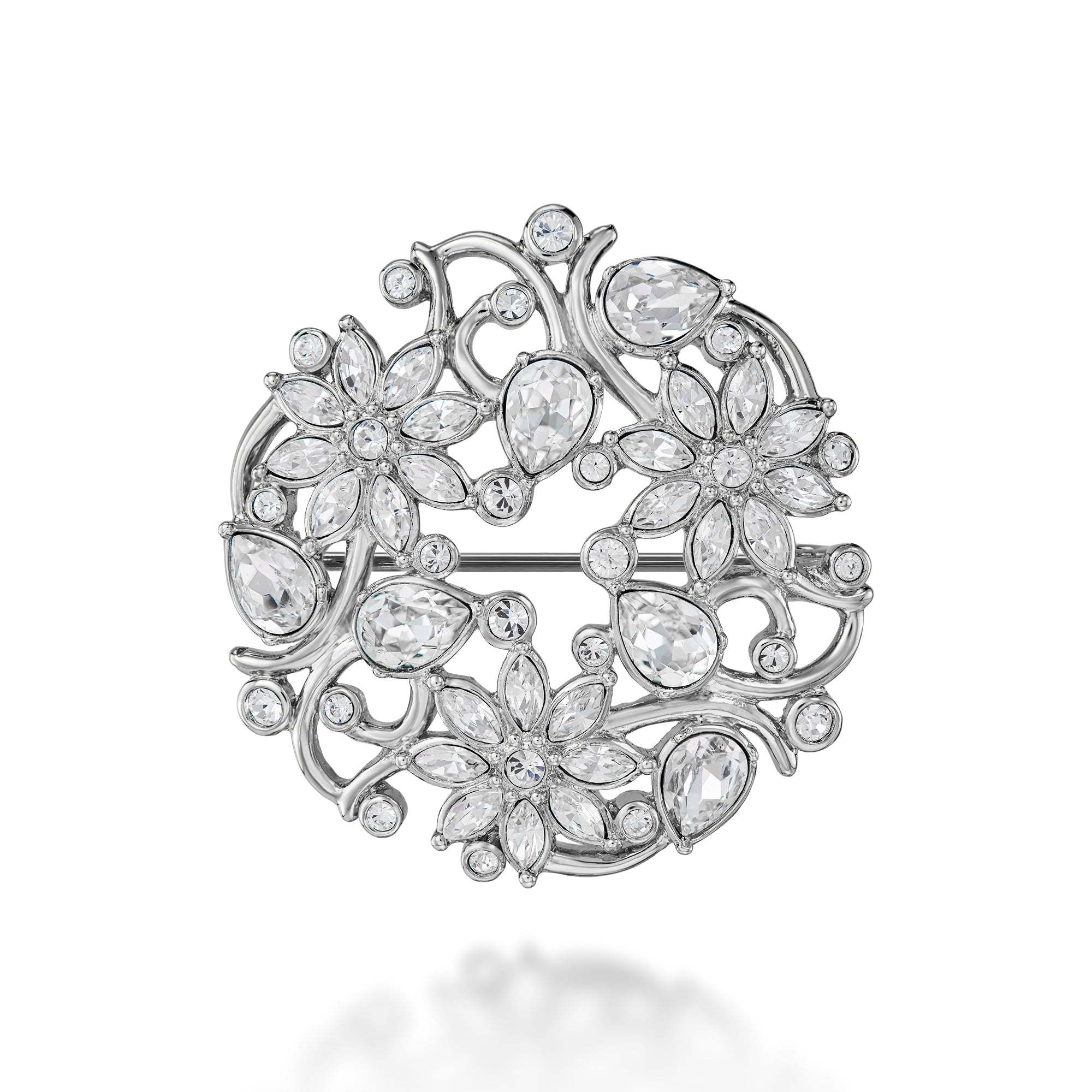 Emma Holland Jewellery Women's Silver Platinum & Crystal Flower Brooch - Limited Edition In Silver