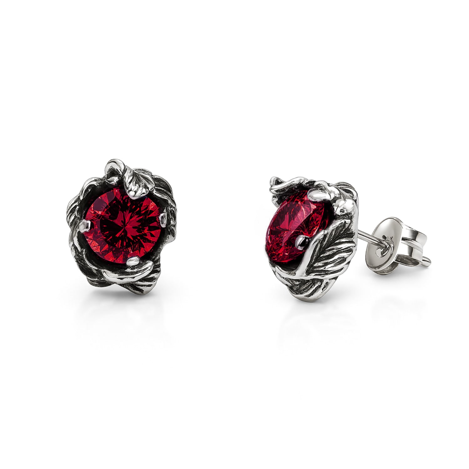 Unaloe Women's Silver / Red Coleus Circulus  Earrings Silver With Red Zirconia In Multi