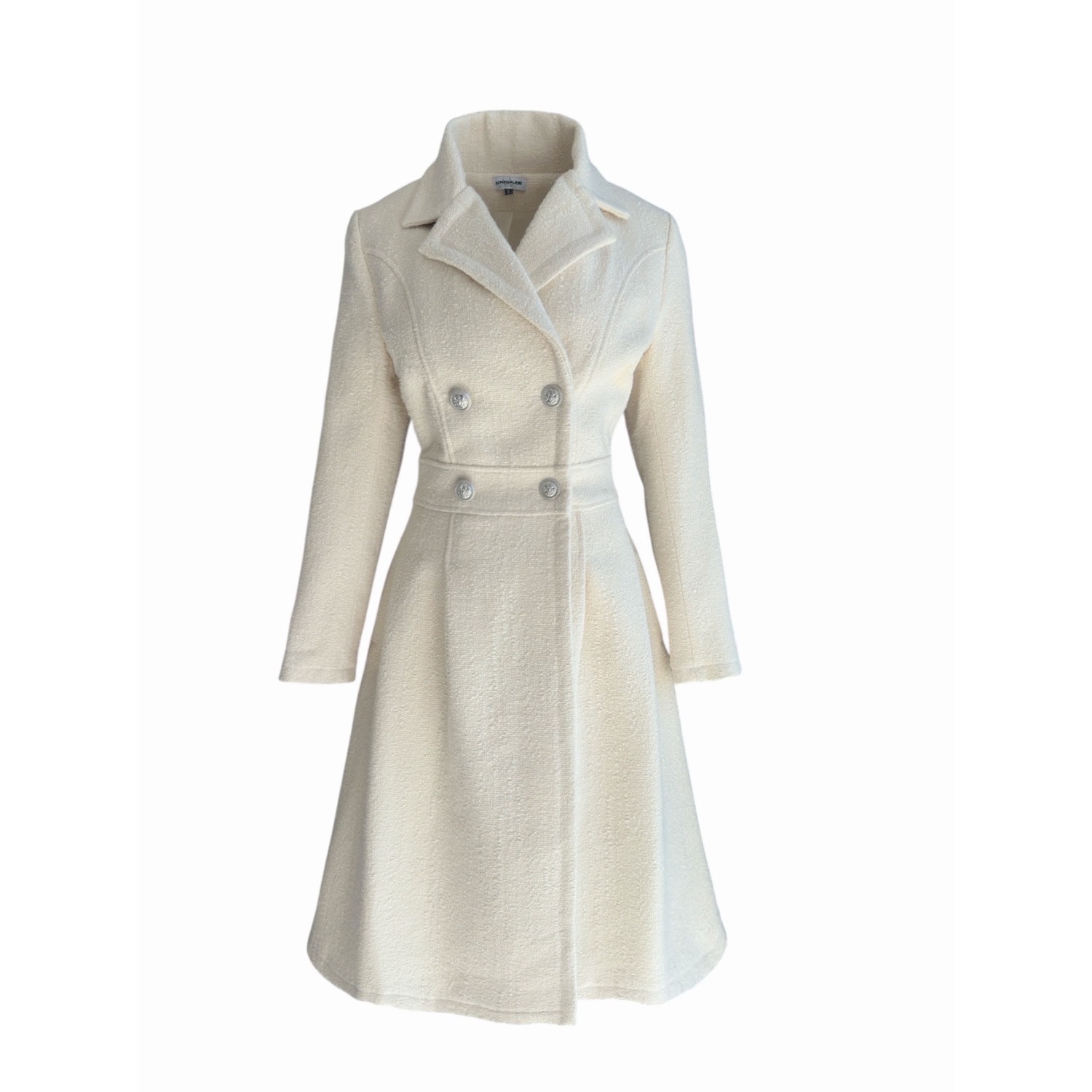 Adrenaline Fashion Long Off-white Wool Coat Elegant Double Breasted Winter Overcoat With Lining Women's Designer Outerw In White