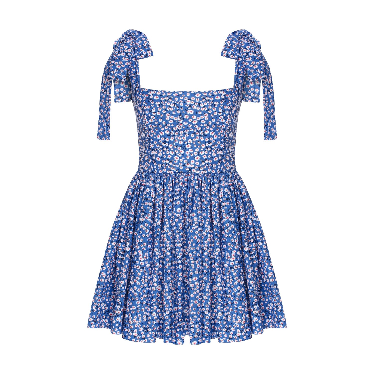 Women’s Audree Floral Print Poplin Mini Dress In Azure Blue Extra Small Nazli Ceren