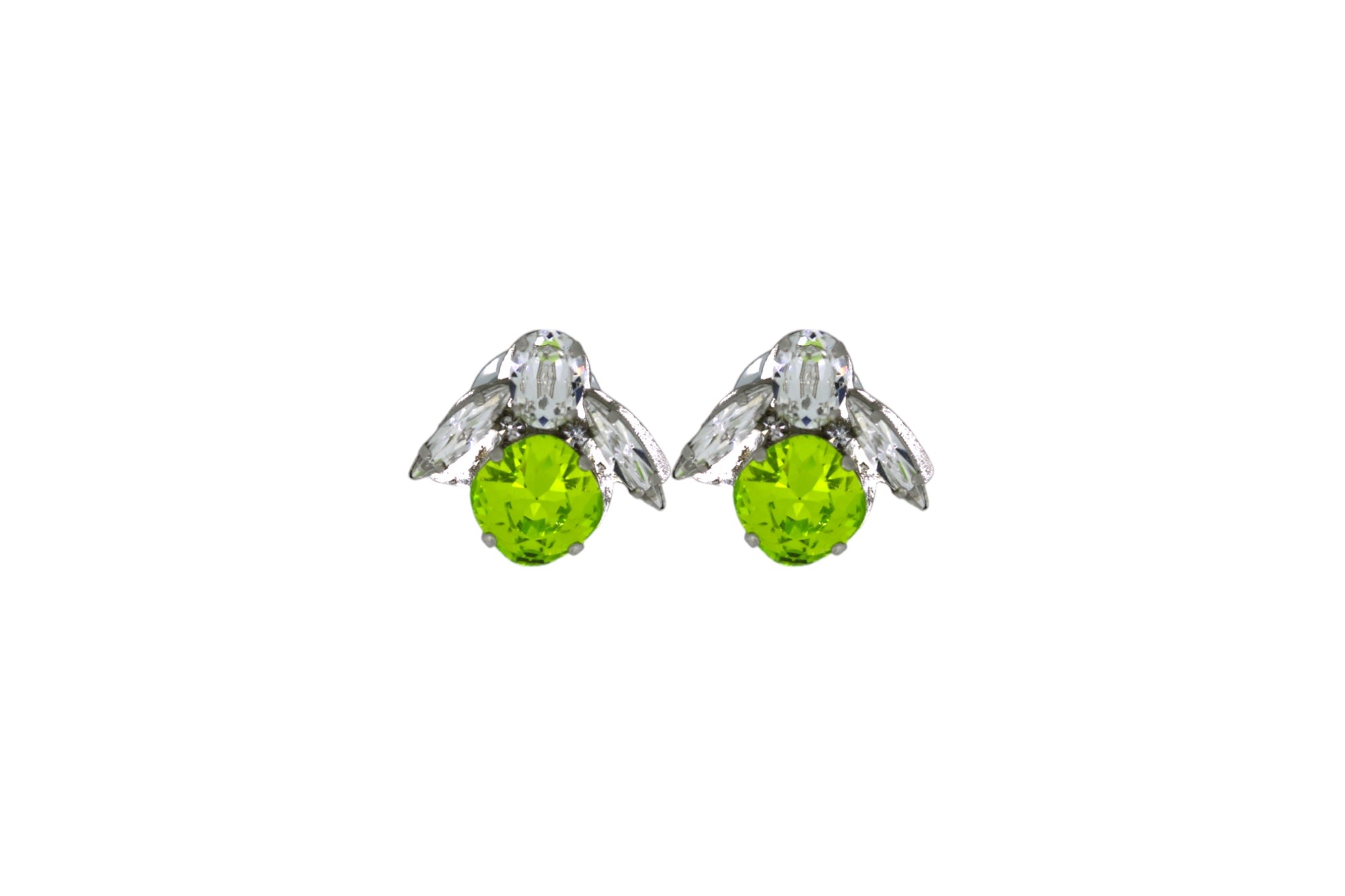 Vickisarge Women's The Baby Green Bee Earrings In Platinum - Clip In Green