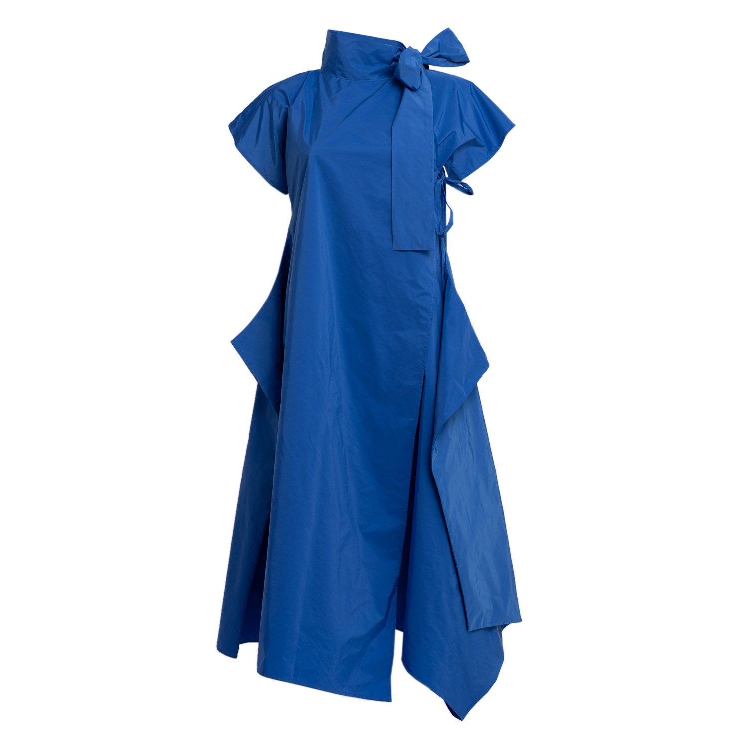 Bianca Popp Women's Halves Dress With Shoulder Ribbon In Blue Taffeta In Blue