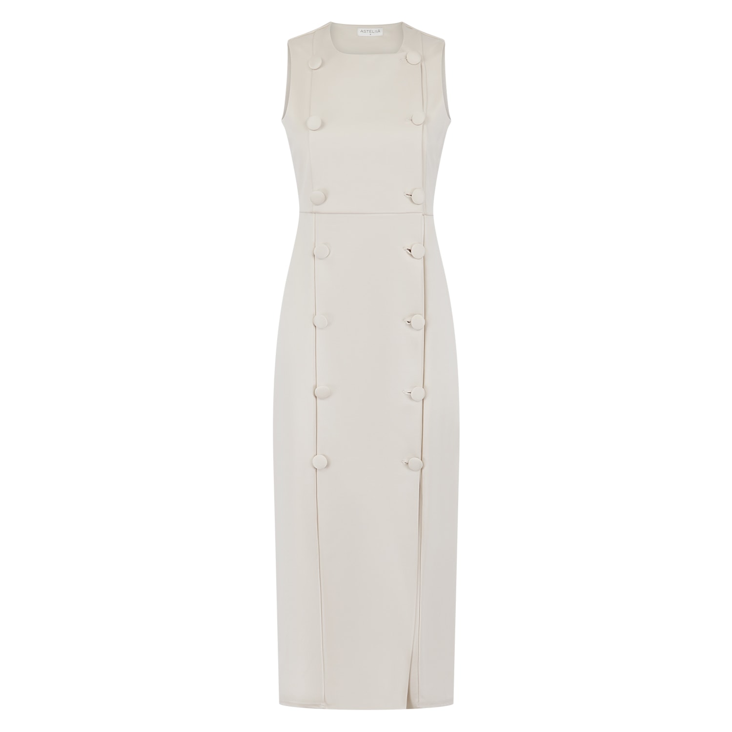 Women's Neutrals Tailored Button Down Midi Dress In Cream | Extra Large | Celestine & Mae