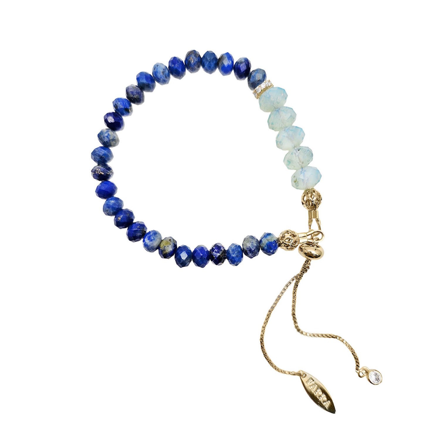 Farra Women's Blue Natural Lapis With Opal Adjustable Bracelet