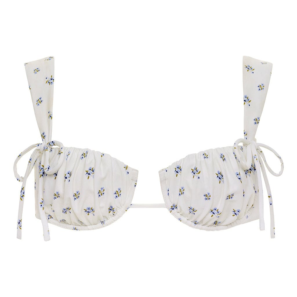 Montce Women's White Heidi Floral Petal Wide Straps Bikini Top In White
