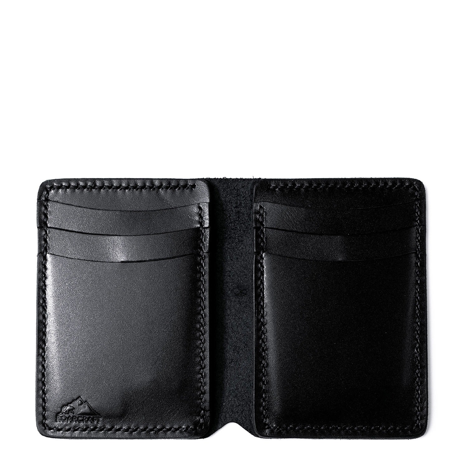 Roarcraft Men's Vertical Bifold Leather Wallet - Laodikya - Black In Black