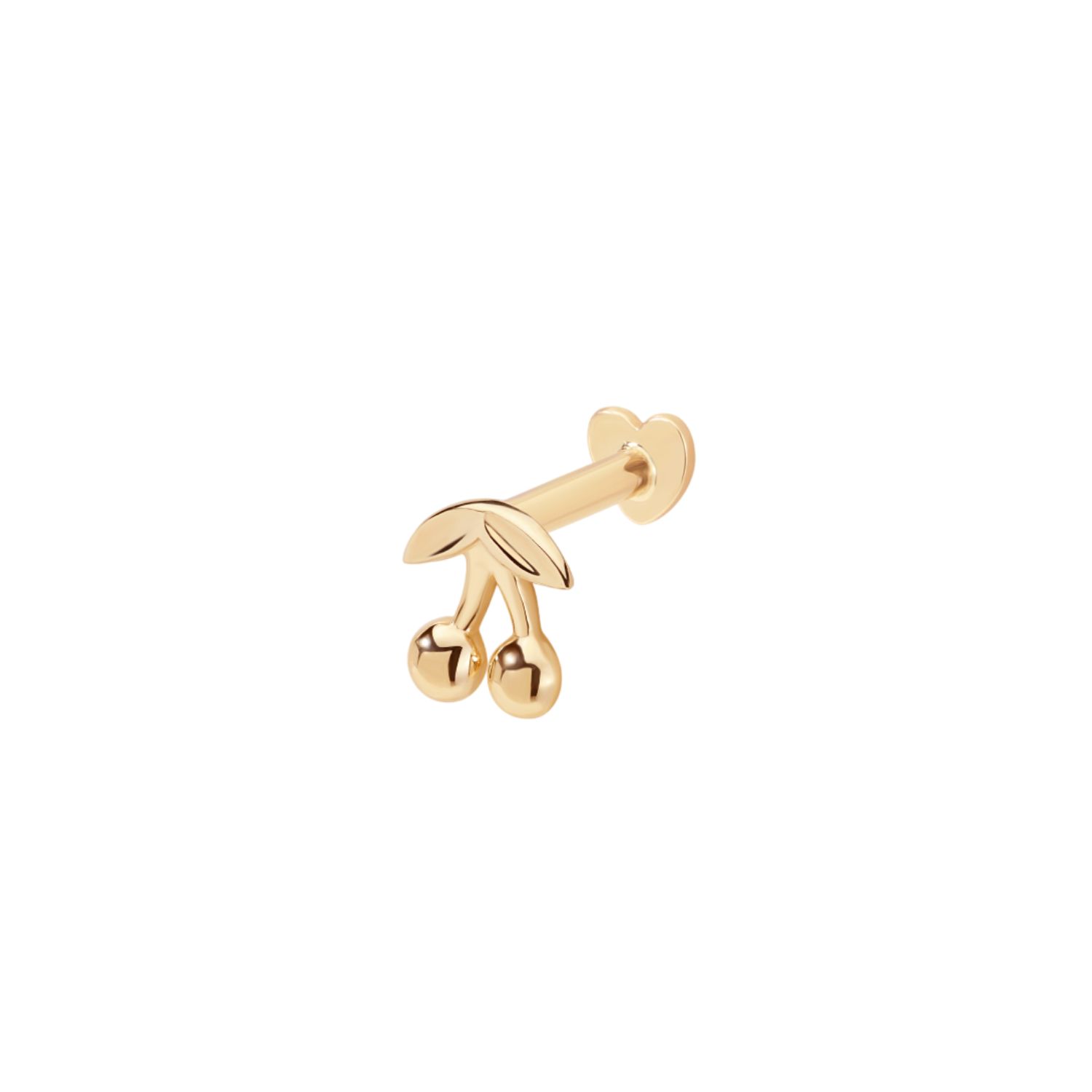 Vanchi Women's 14k Solid Yellow Gold Cherry Flat Back Stud In Gold