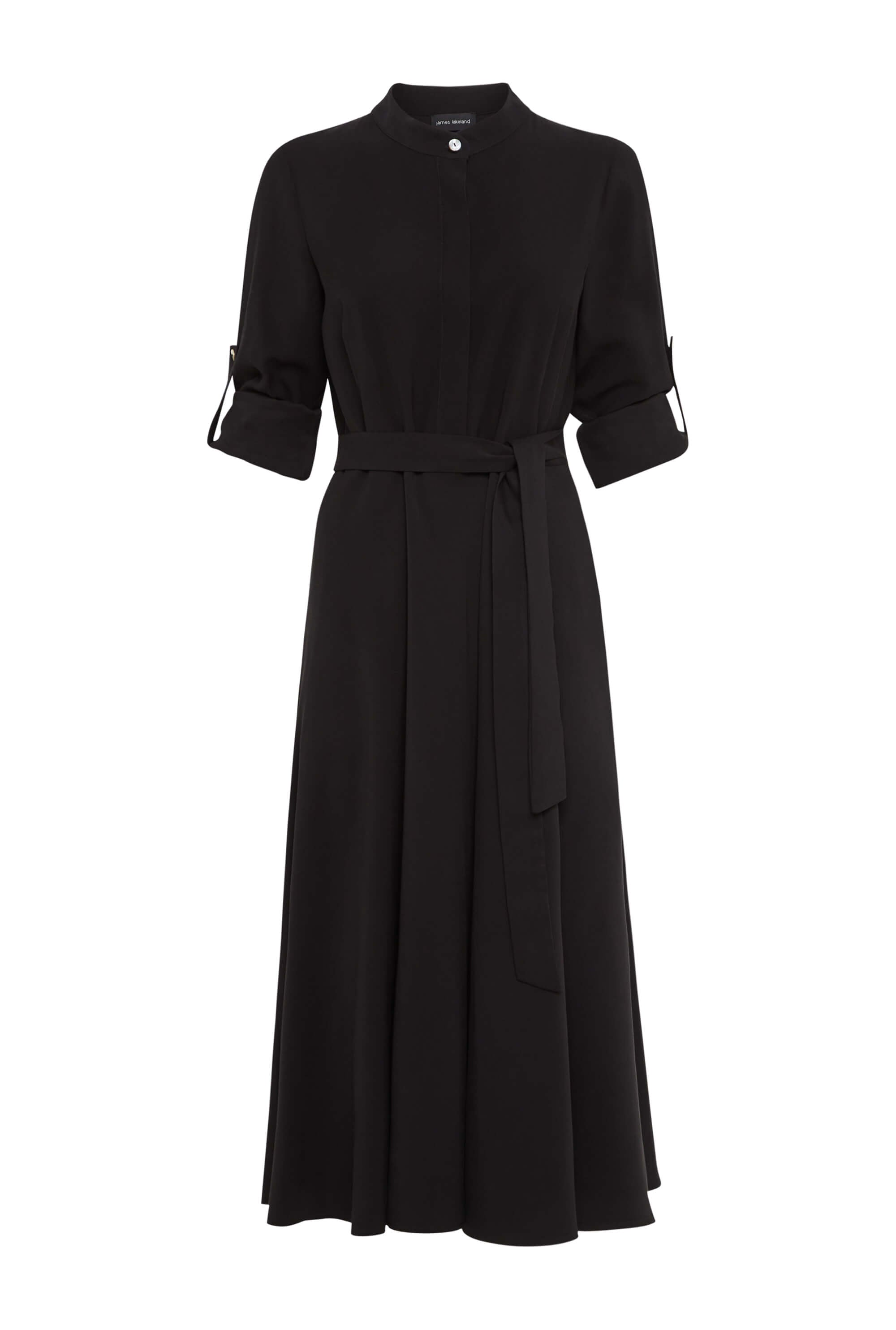 James Lakeland Women's Black Roll Sleeve Midi Dress