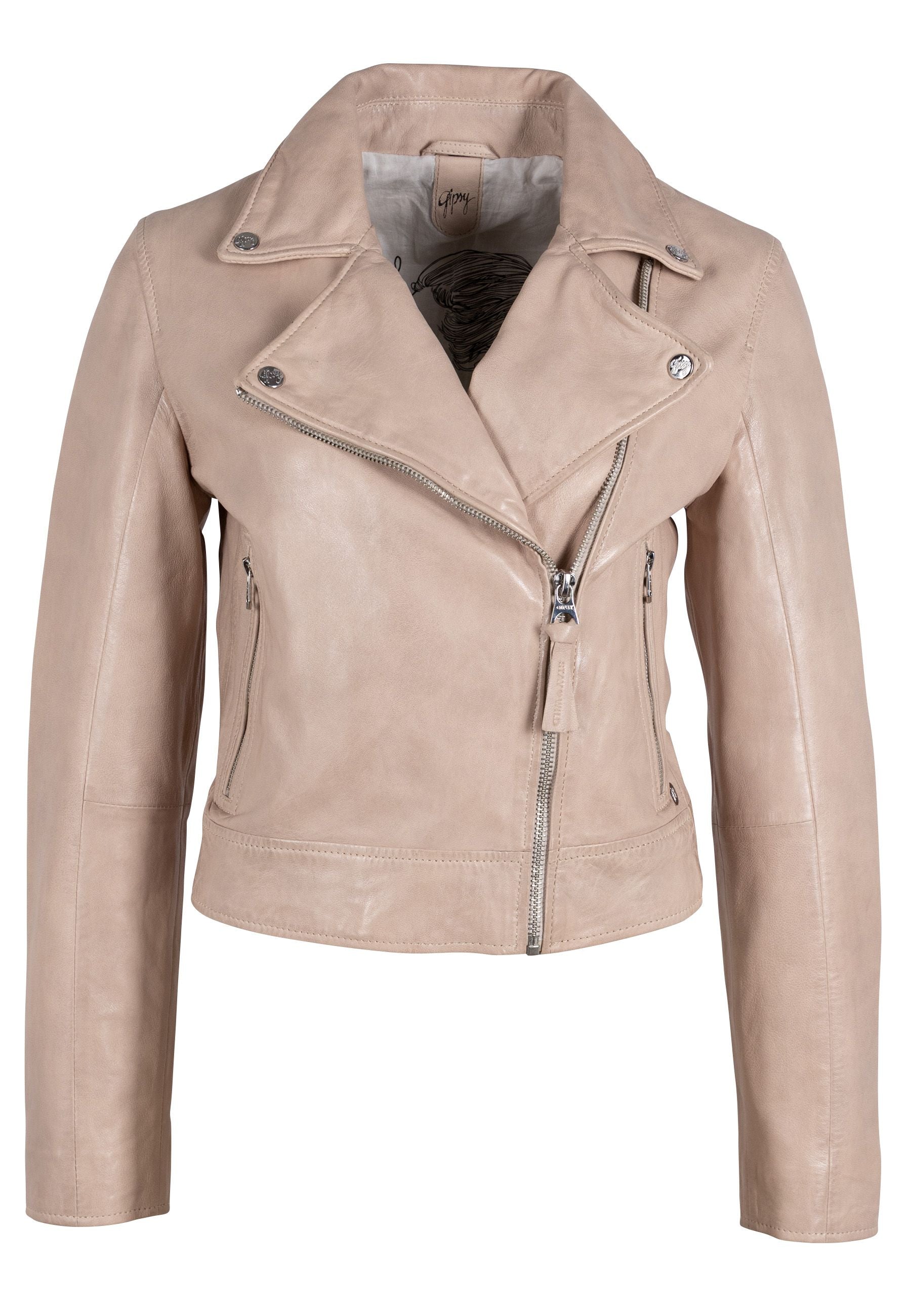 Mauritius Julene Leather Jacket In Beige In Beige/black