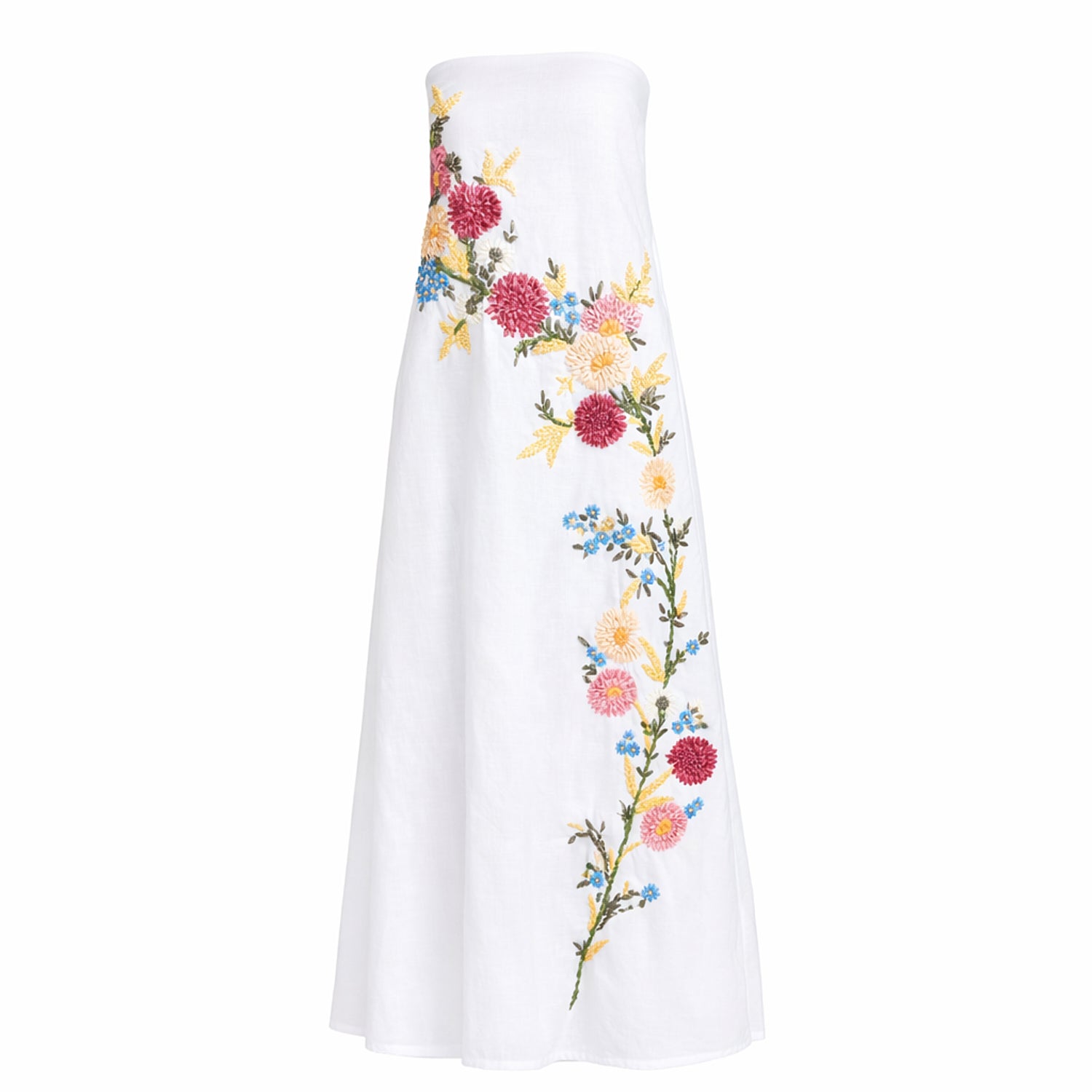 floral embroidered linen dress La Vie En Vacay Floral Embroidered Linen-Blend Mini Dress XL / tangerine main image 1